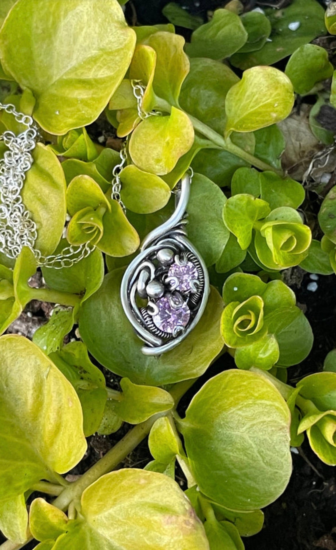 Pink faceted wire wrap
