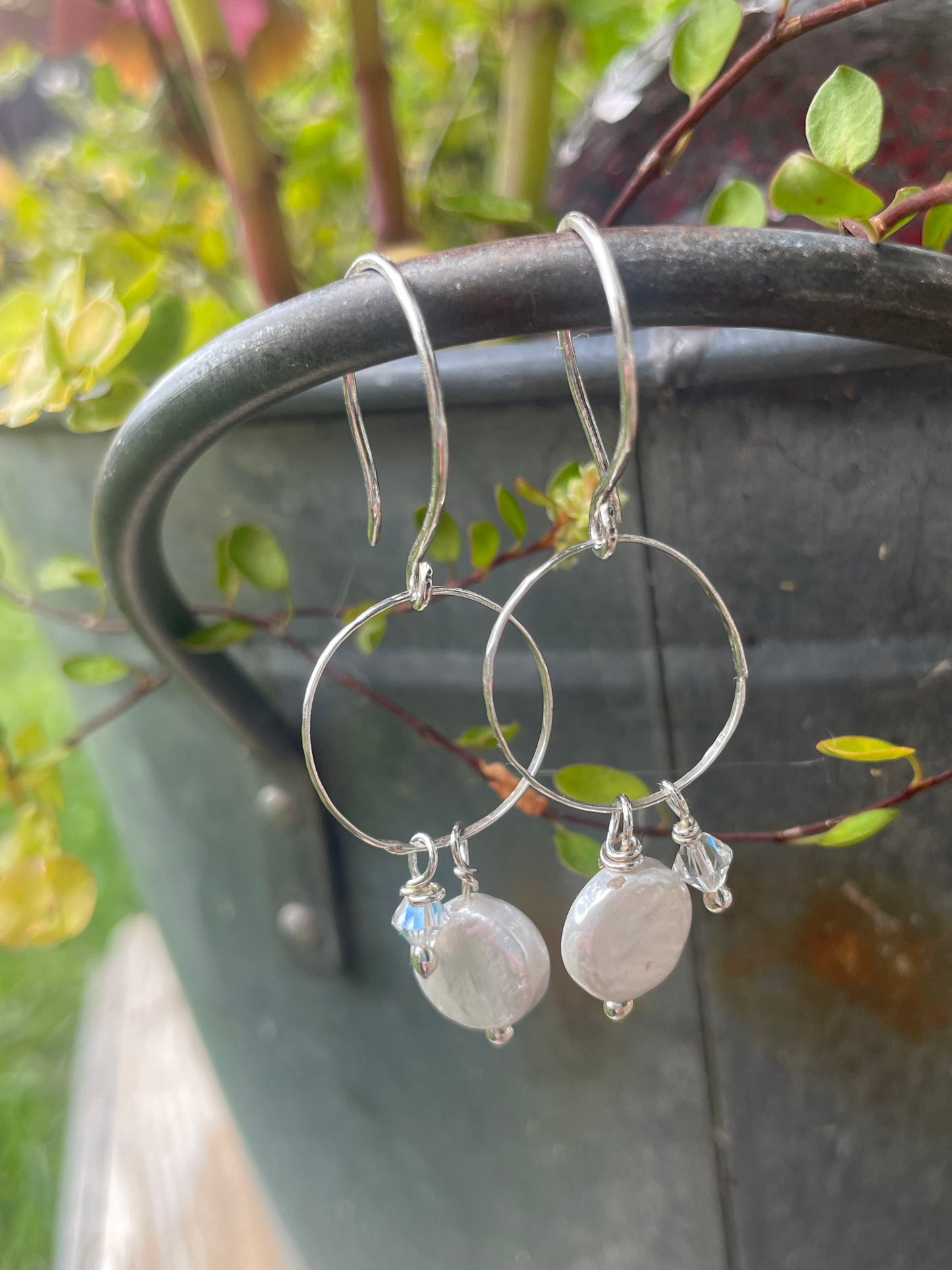 Coin Pearl hoop earrings