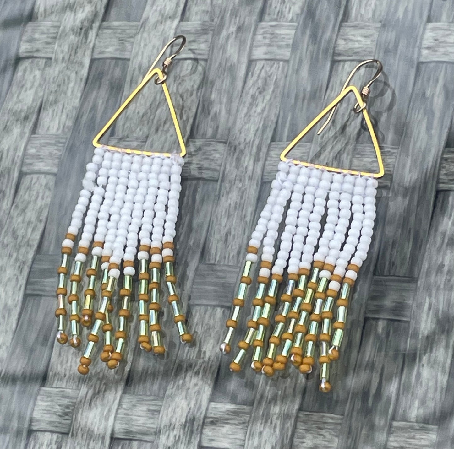 Czech glass beaded fringe earrings
