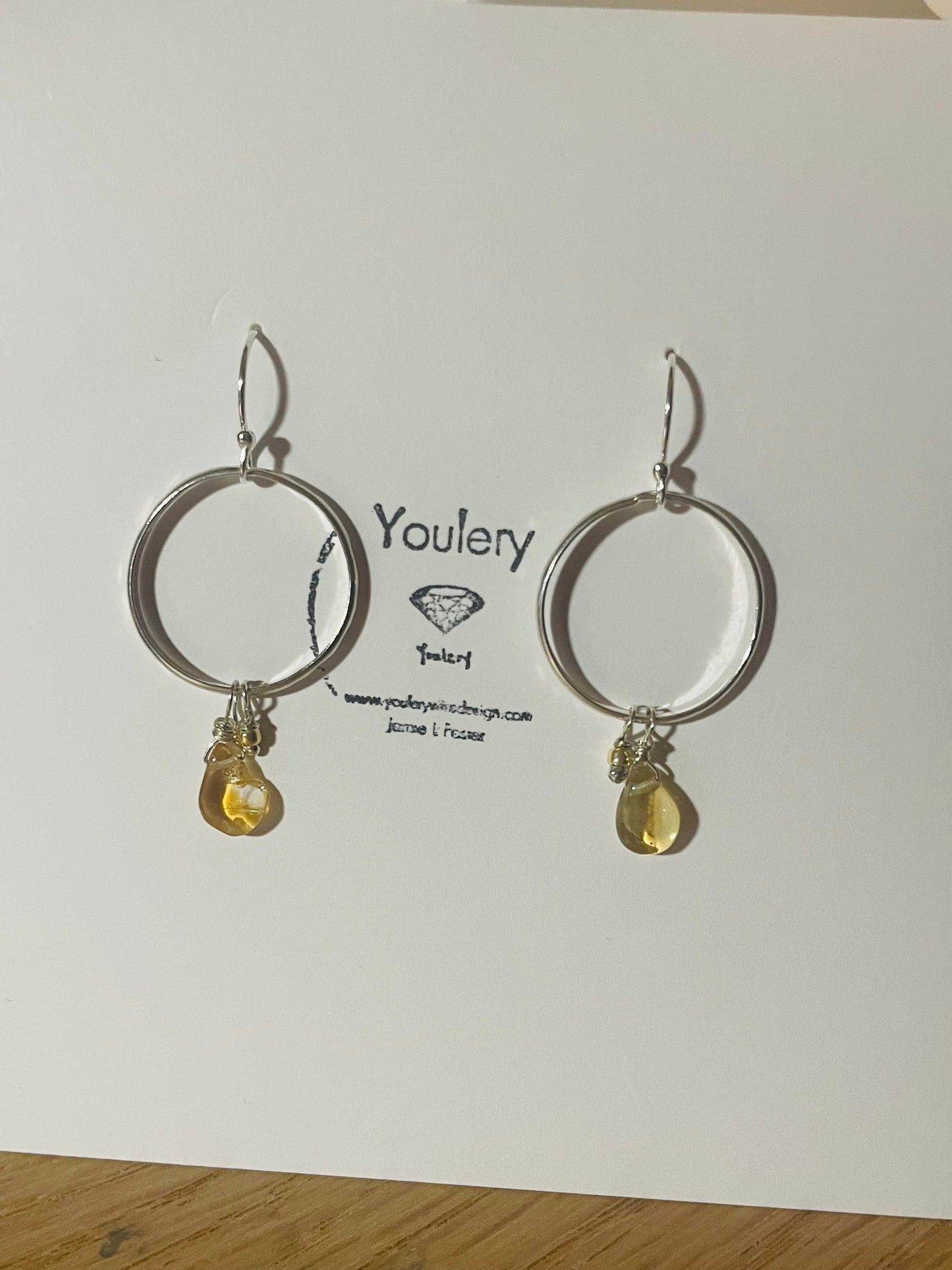 Citrine beaded hoops
