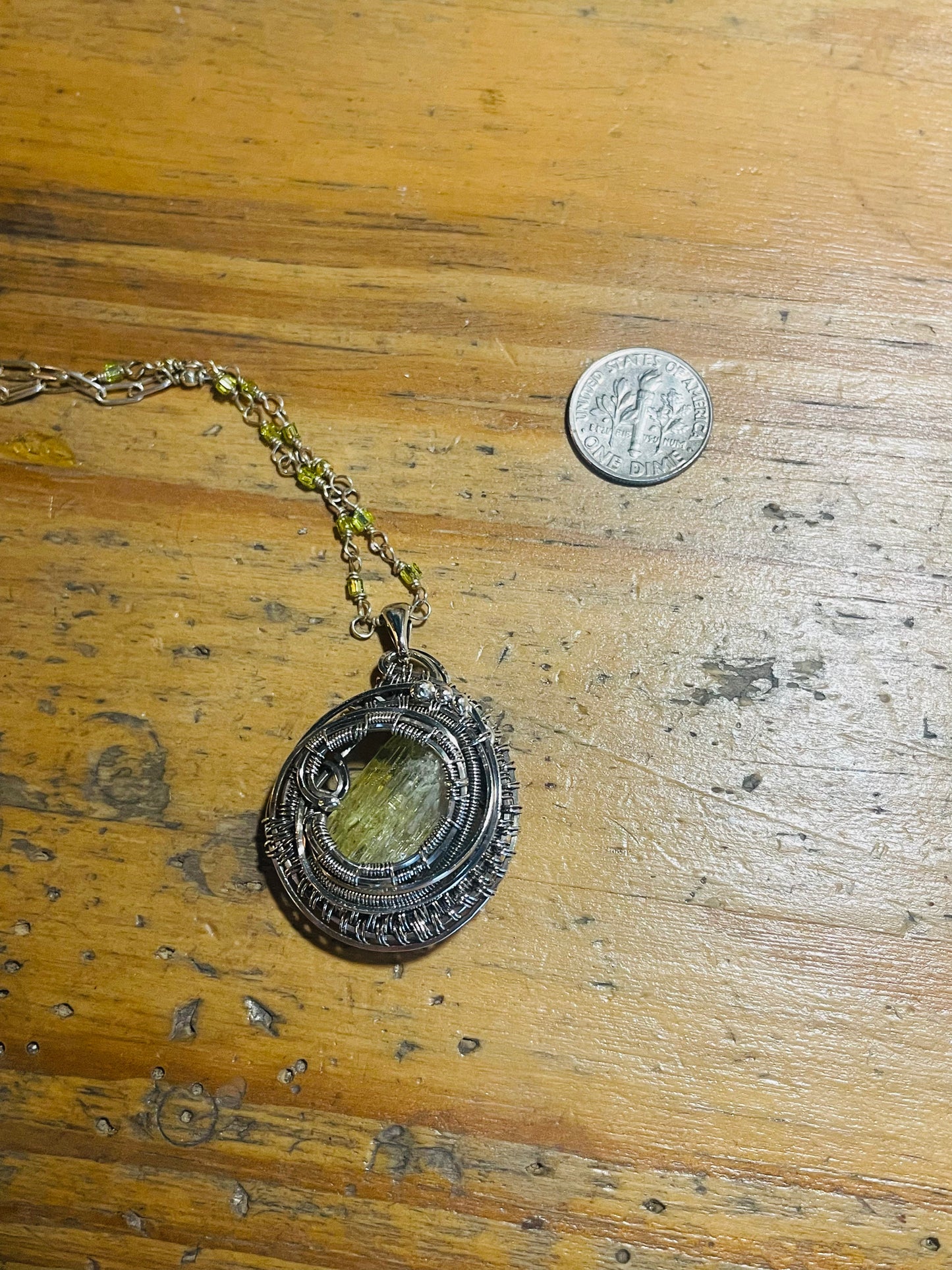 Green Tourmaline wire wrap