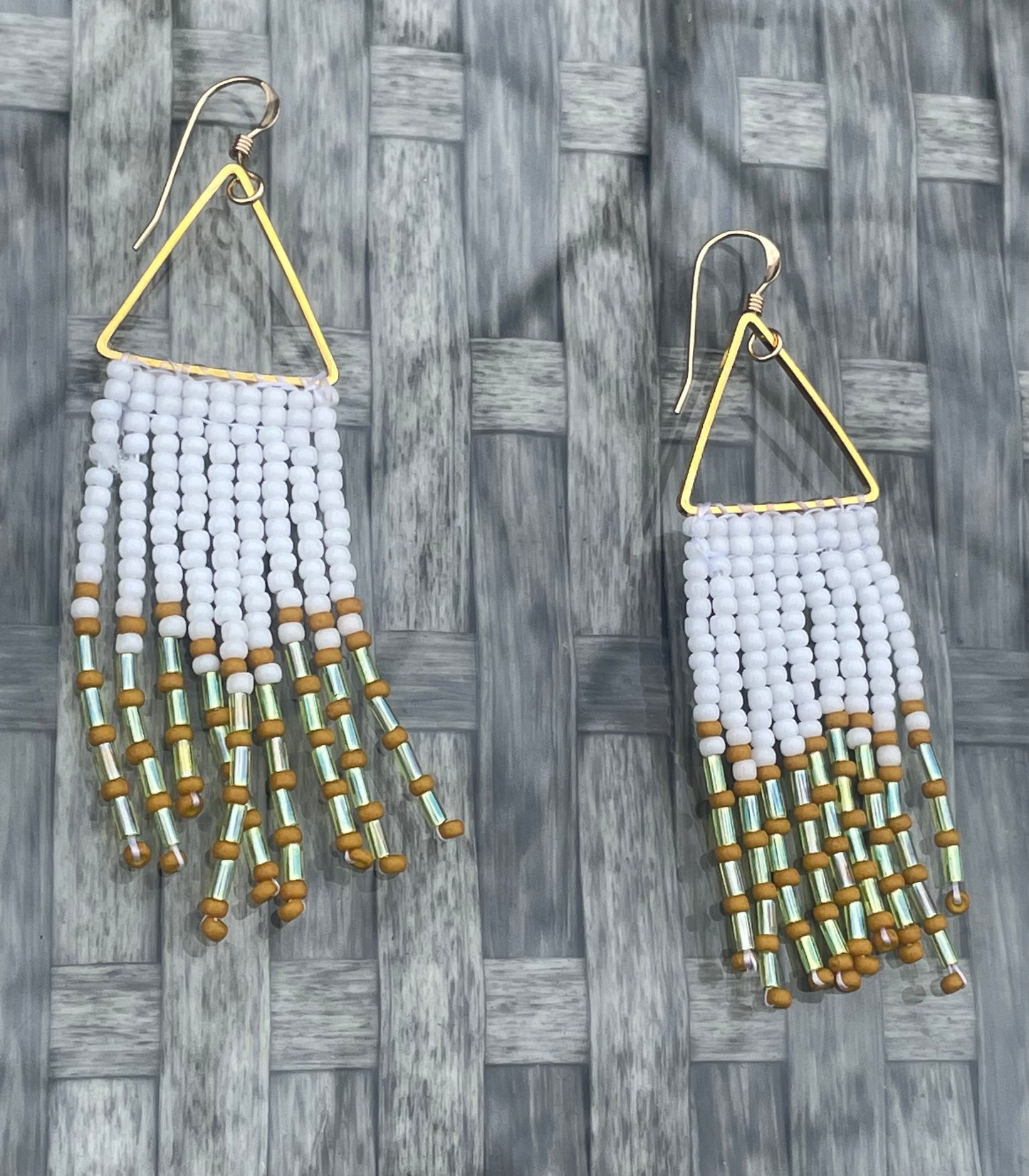 Czech glass beaded fringe earrings