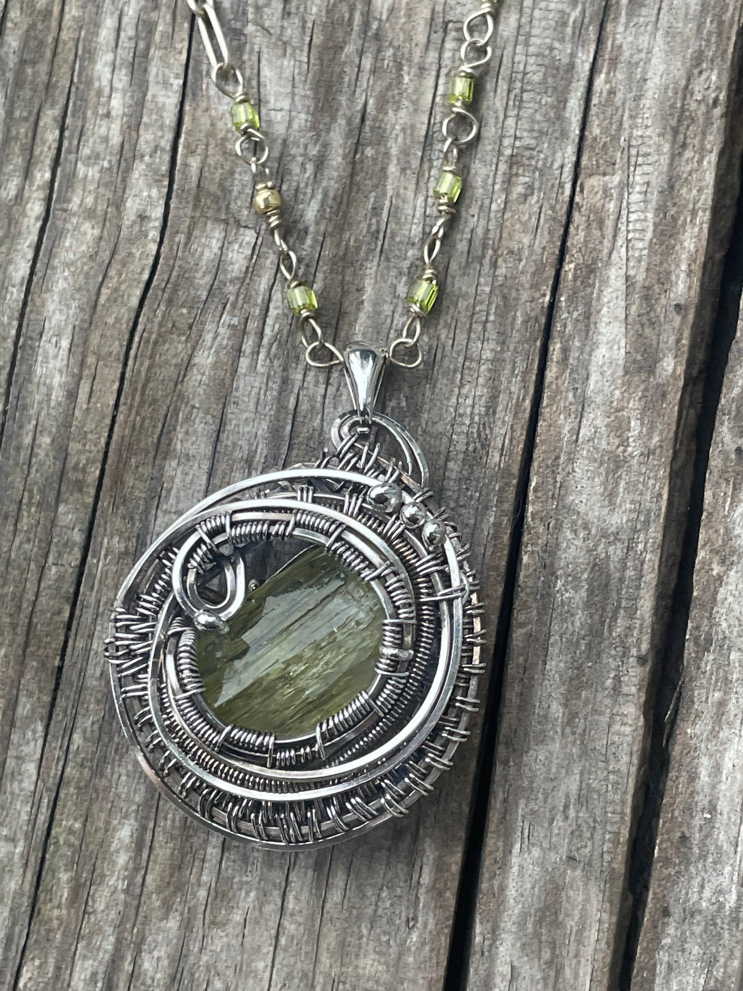Green Tourmaline wire wrap