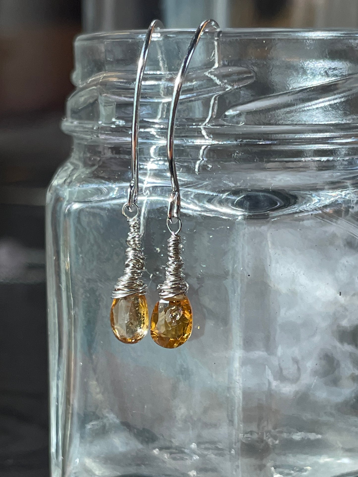 Yellow hued sapphire earrings