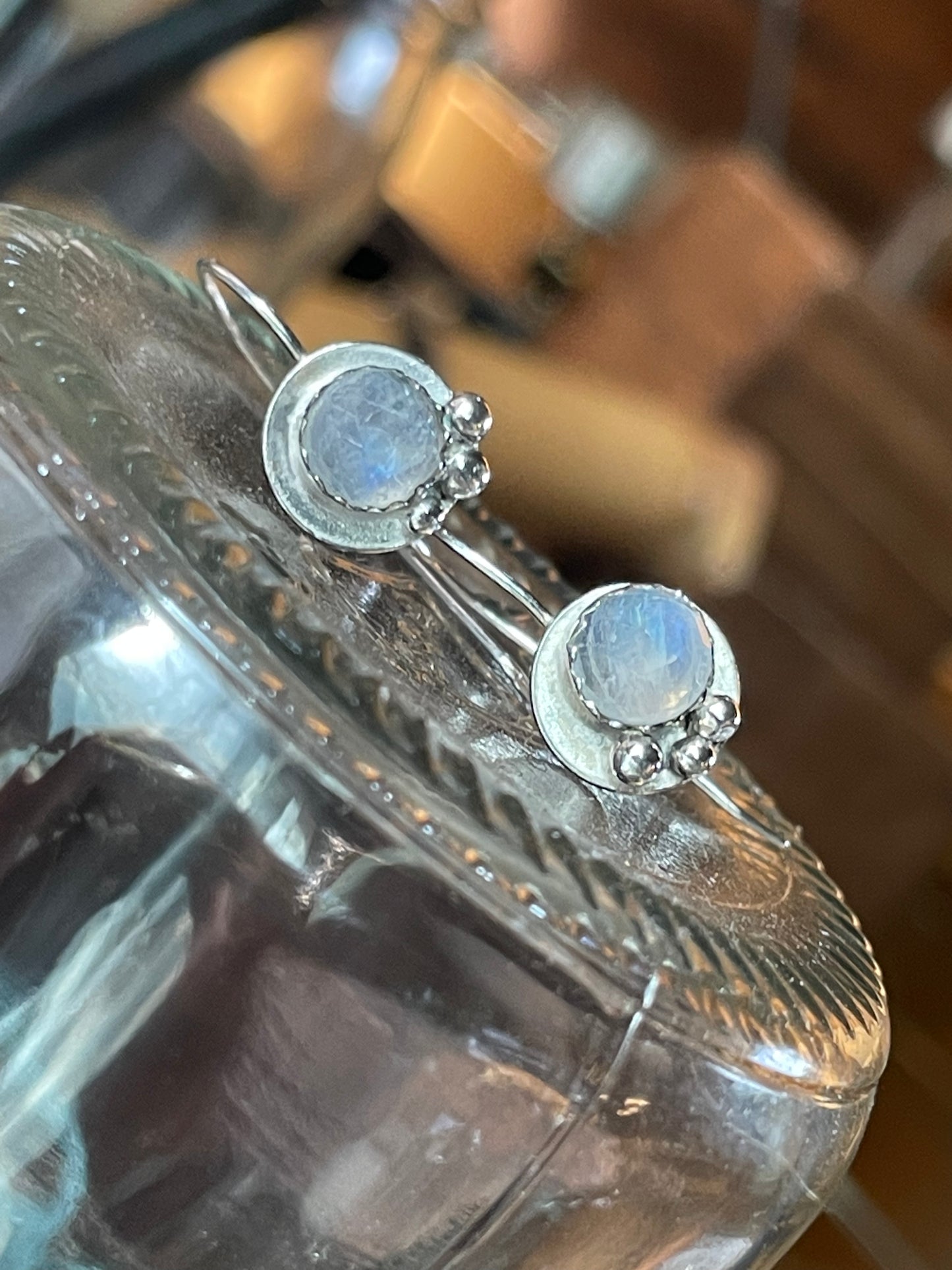Rainbow Moonstone threader earrings