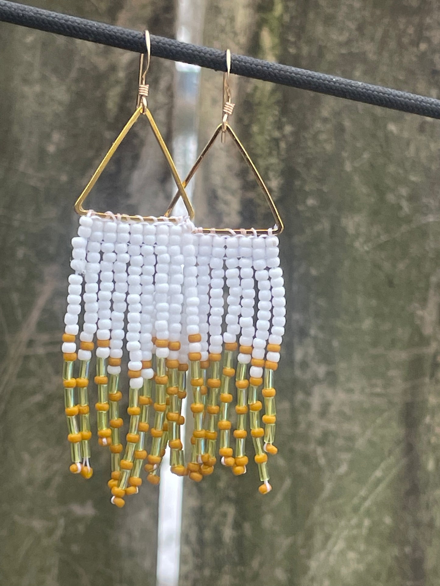 Czech glass beaded fringe earrings