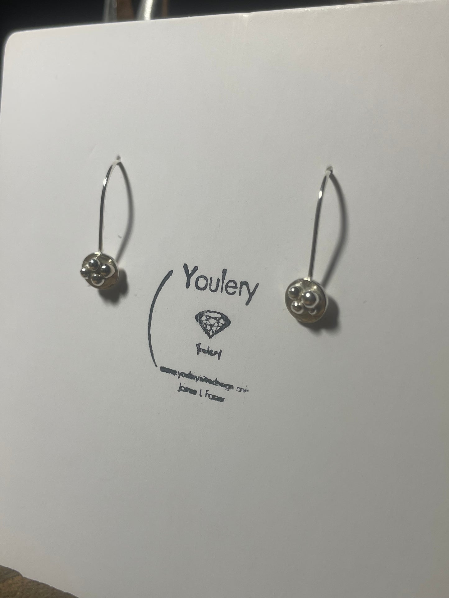 Threader silver ball earrings