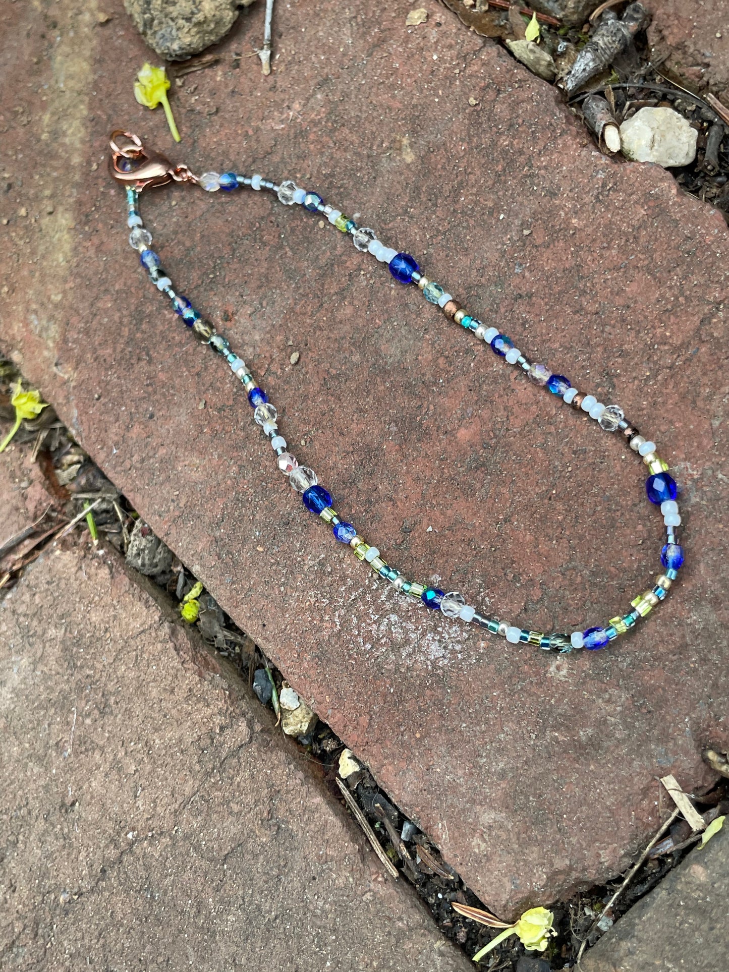 Cobalt Glass beaded Anklet