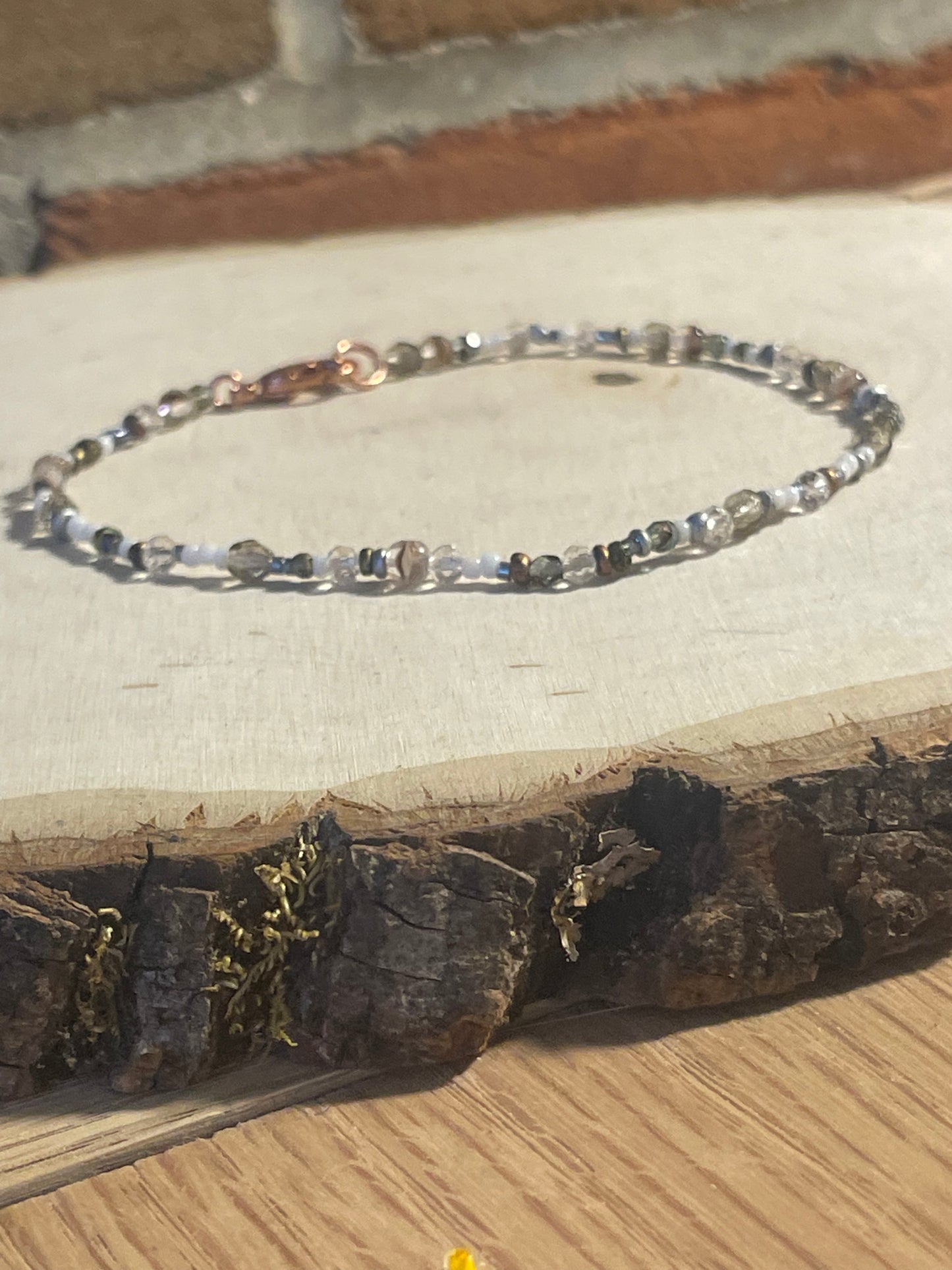 Glass beaded anklet - neutrals