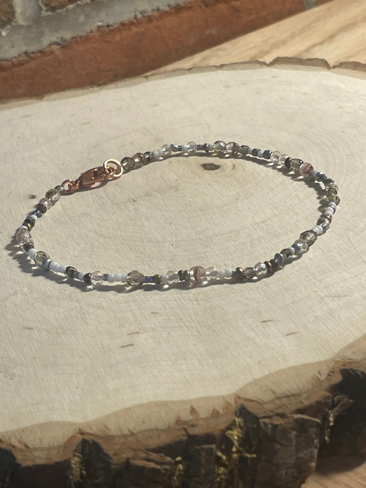 Glass beaded anklet - neutrals
