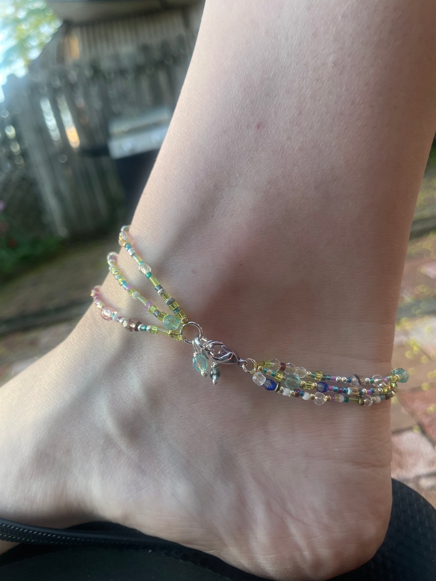 Triple beaded anklet