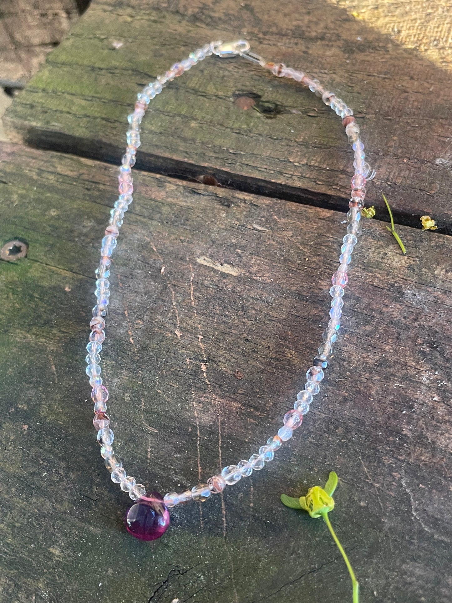 Purple fluorite beaded choker necklace