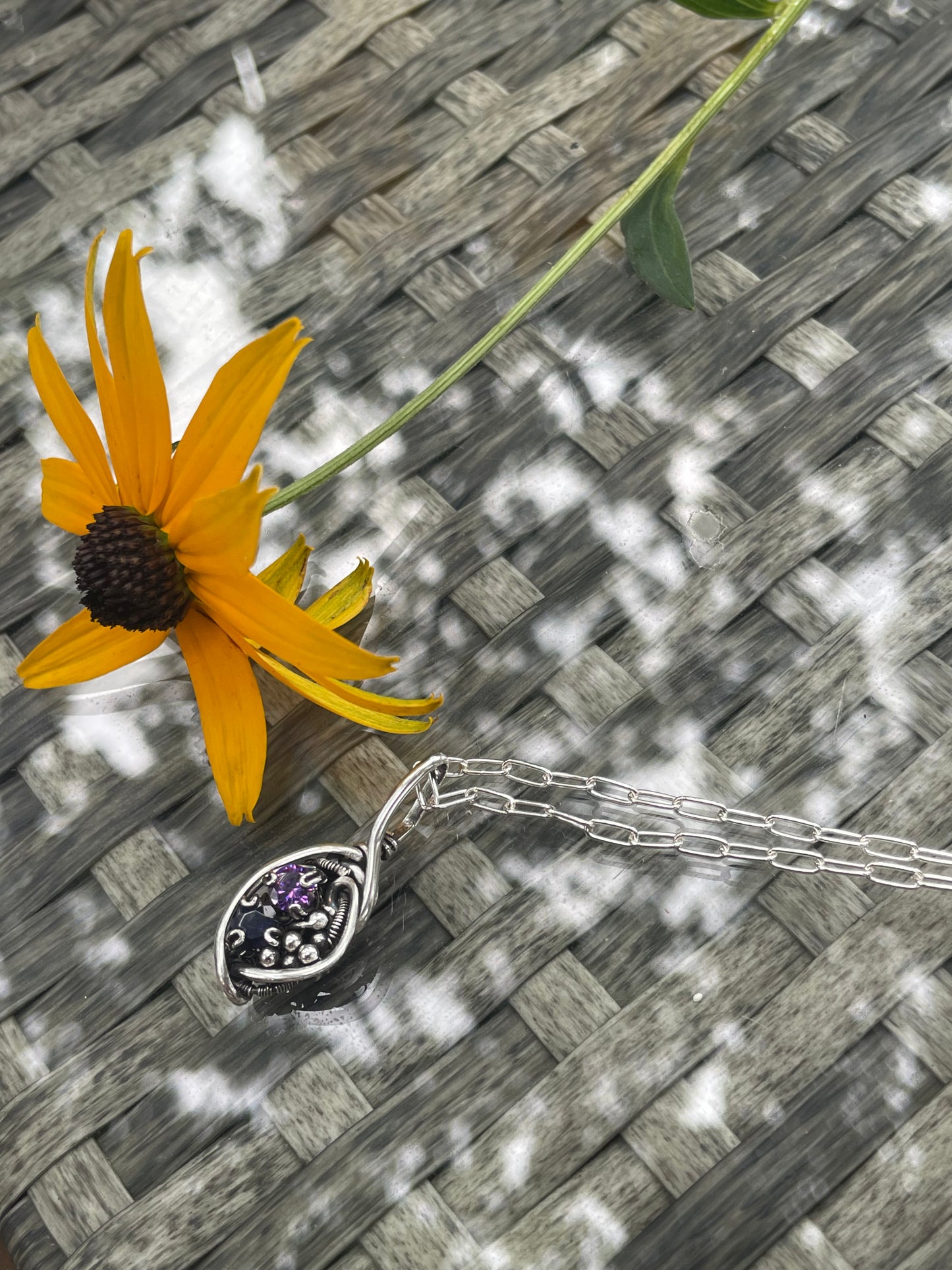 Iolite and Amethyst Wire Wrap