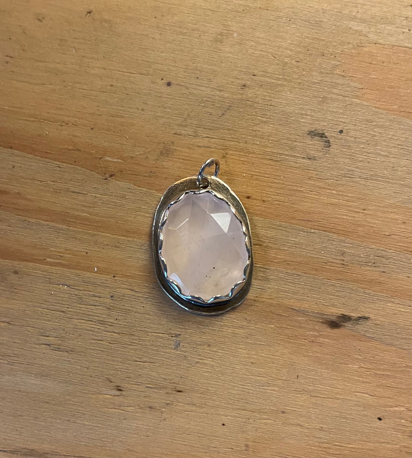Faceted Rose Quartz Hand Forged Pendant