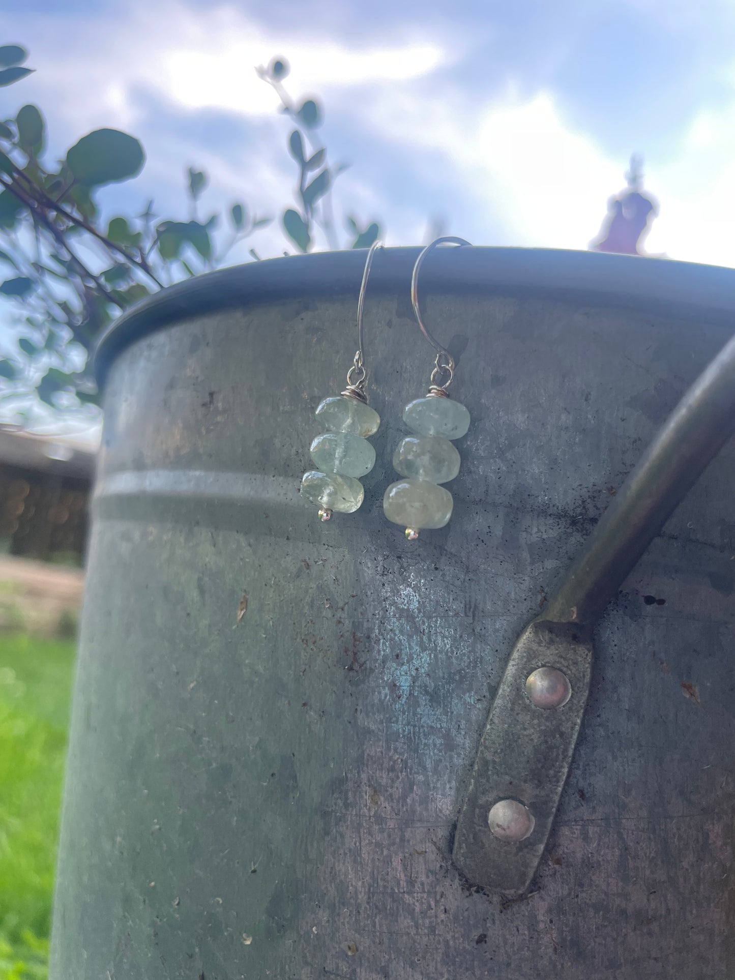 Aquamarine hook earrings