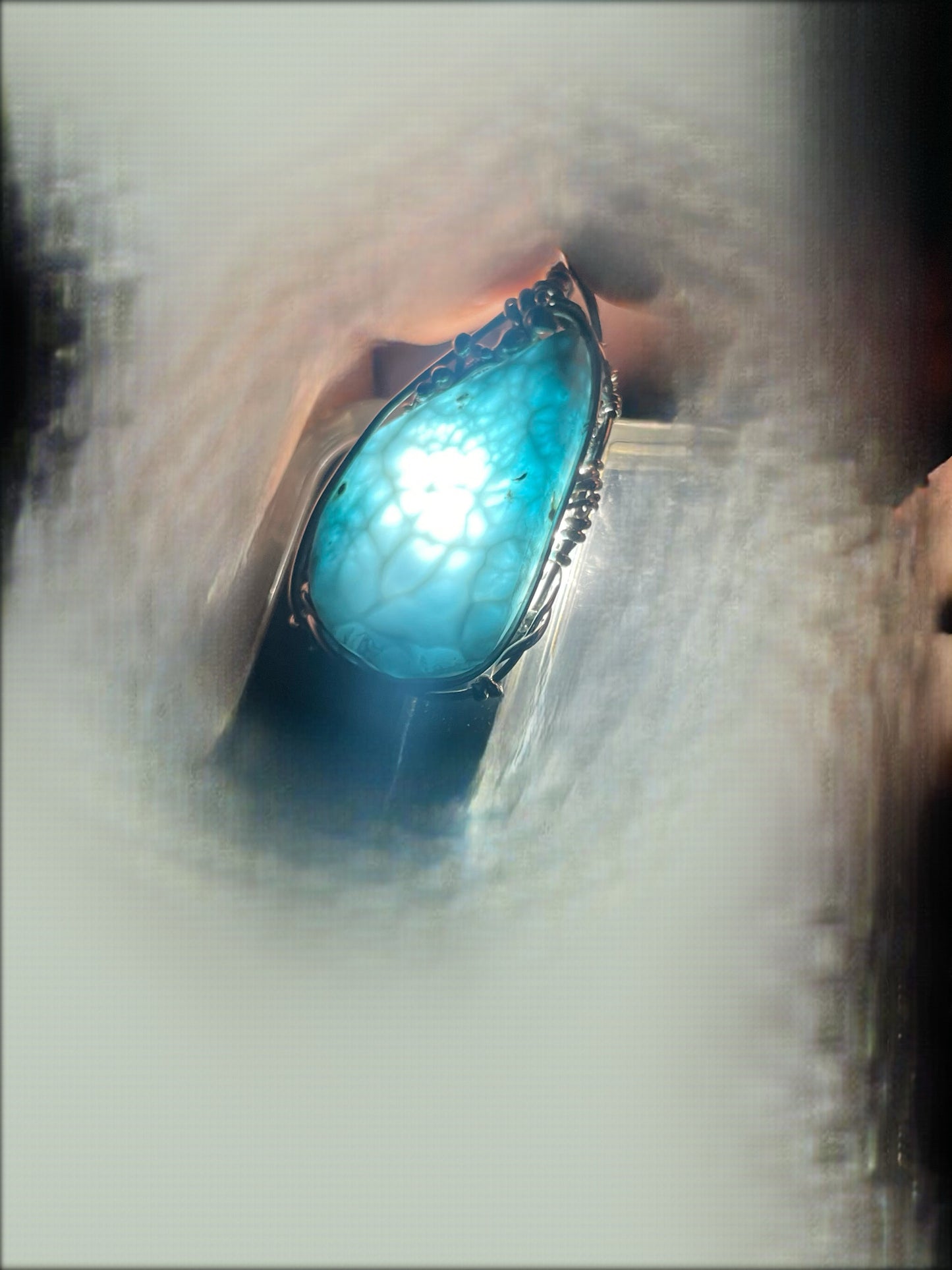 Blue Larimar Wire wrapped pendant
