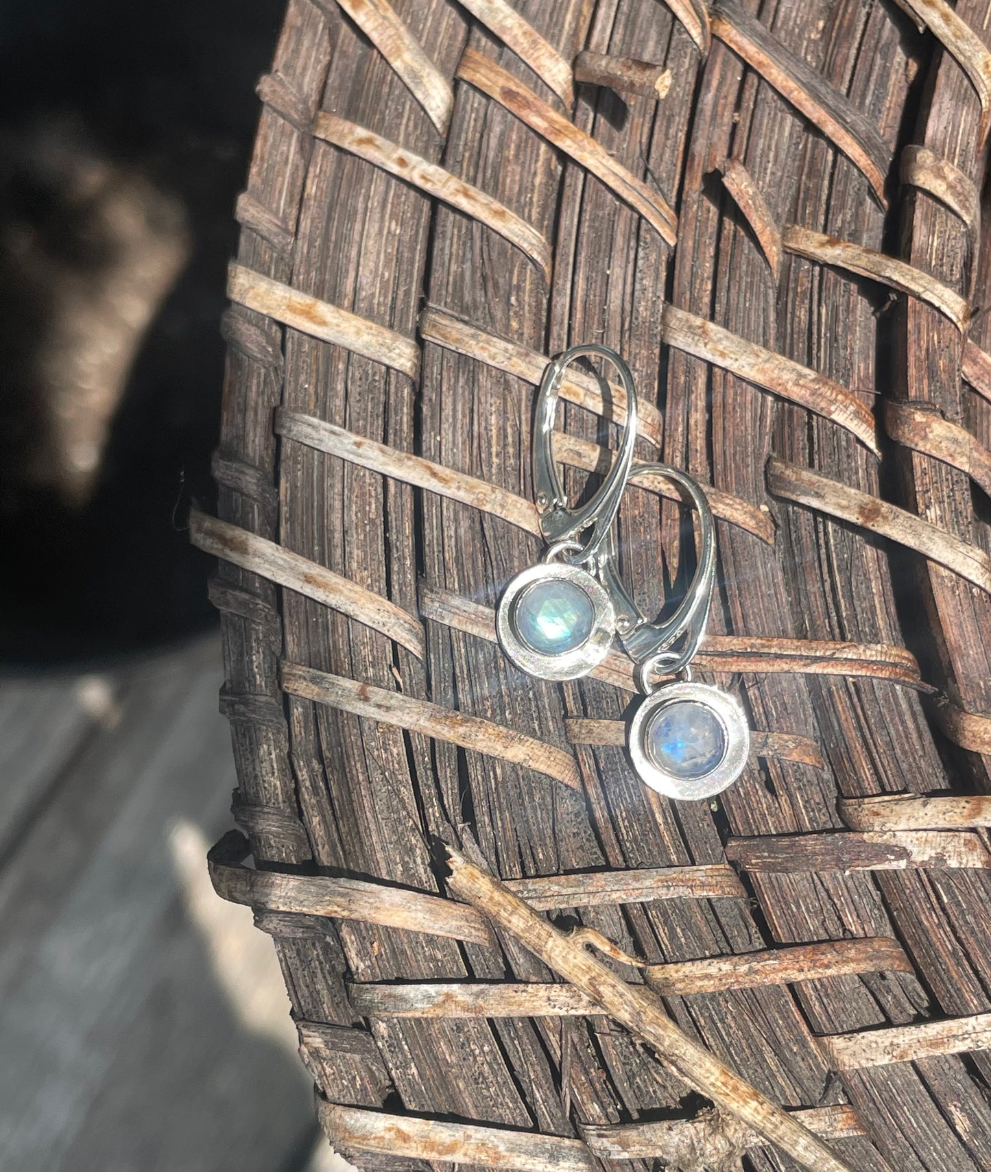 Rainbow moonstone earrings