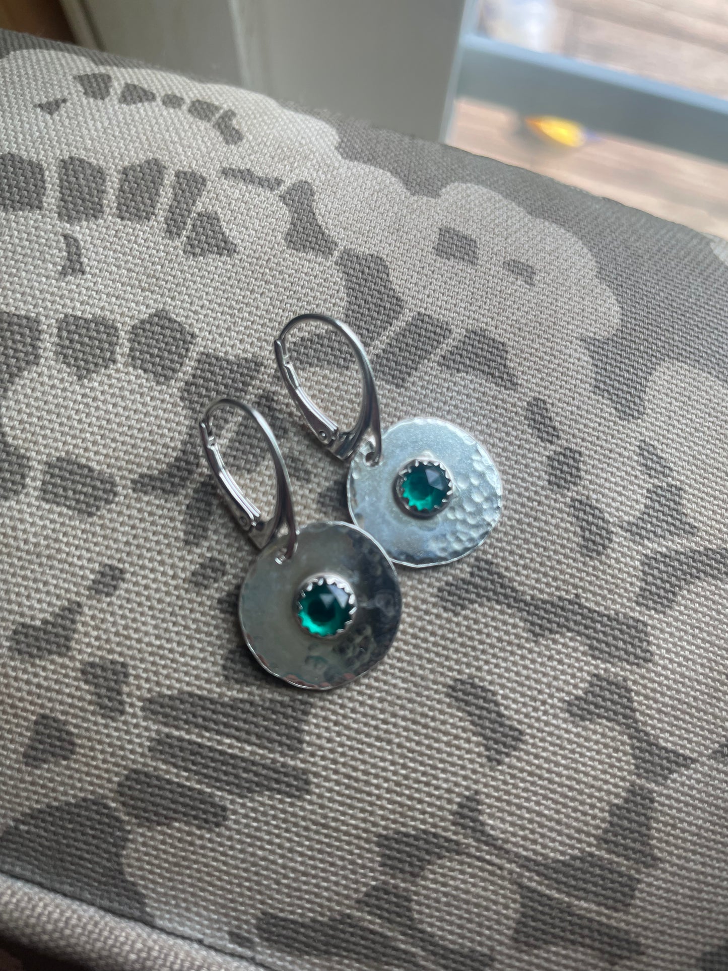 Lab emerald medallion earrings
