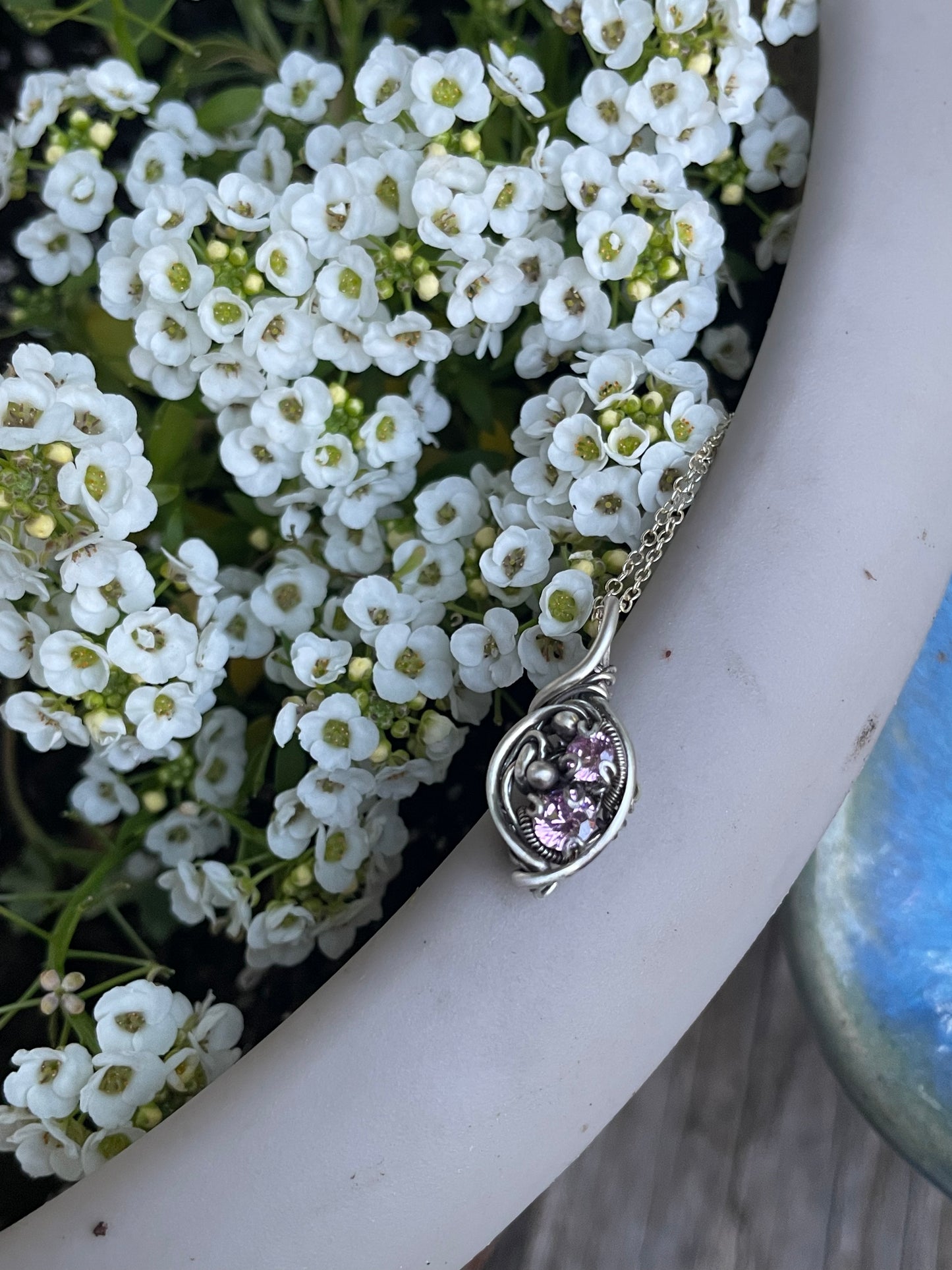 Pink faceted wire wrap