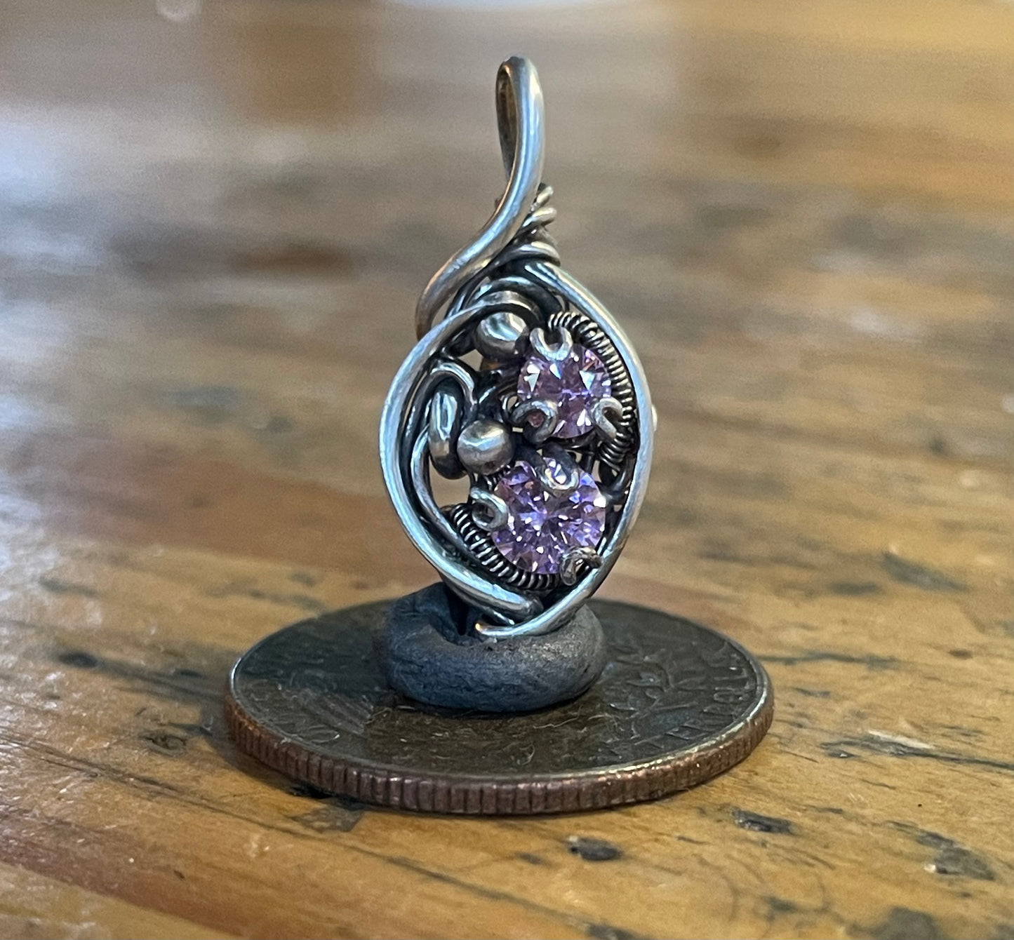 Pink faceted wire wrap