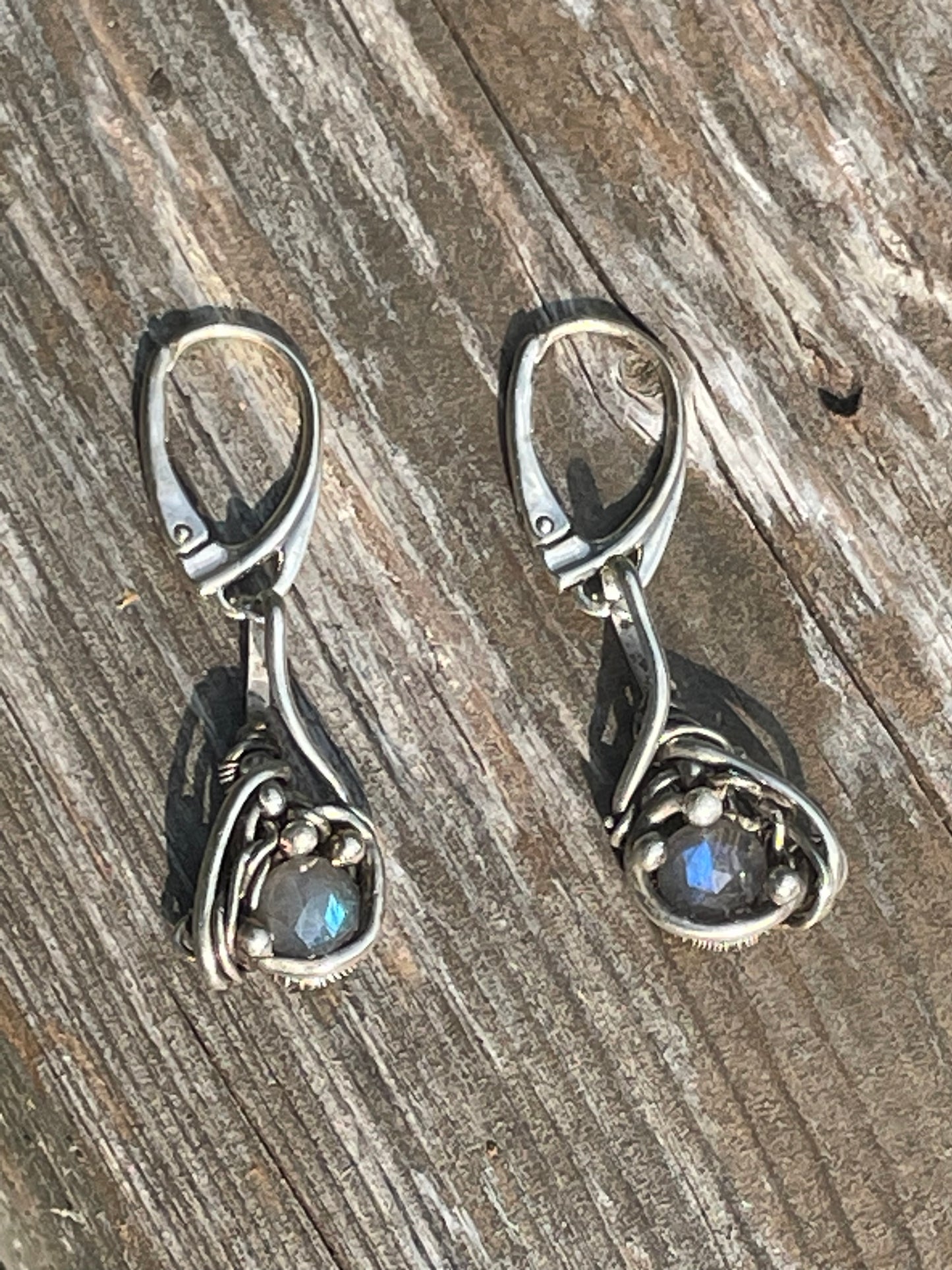 Labradorite wire wrapped earrings