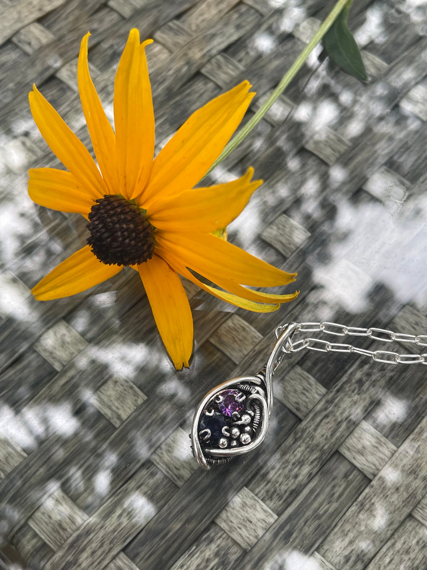 Iolite and Amethyst Wire Wrap