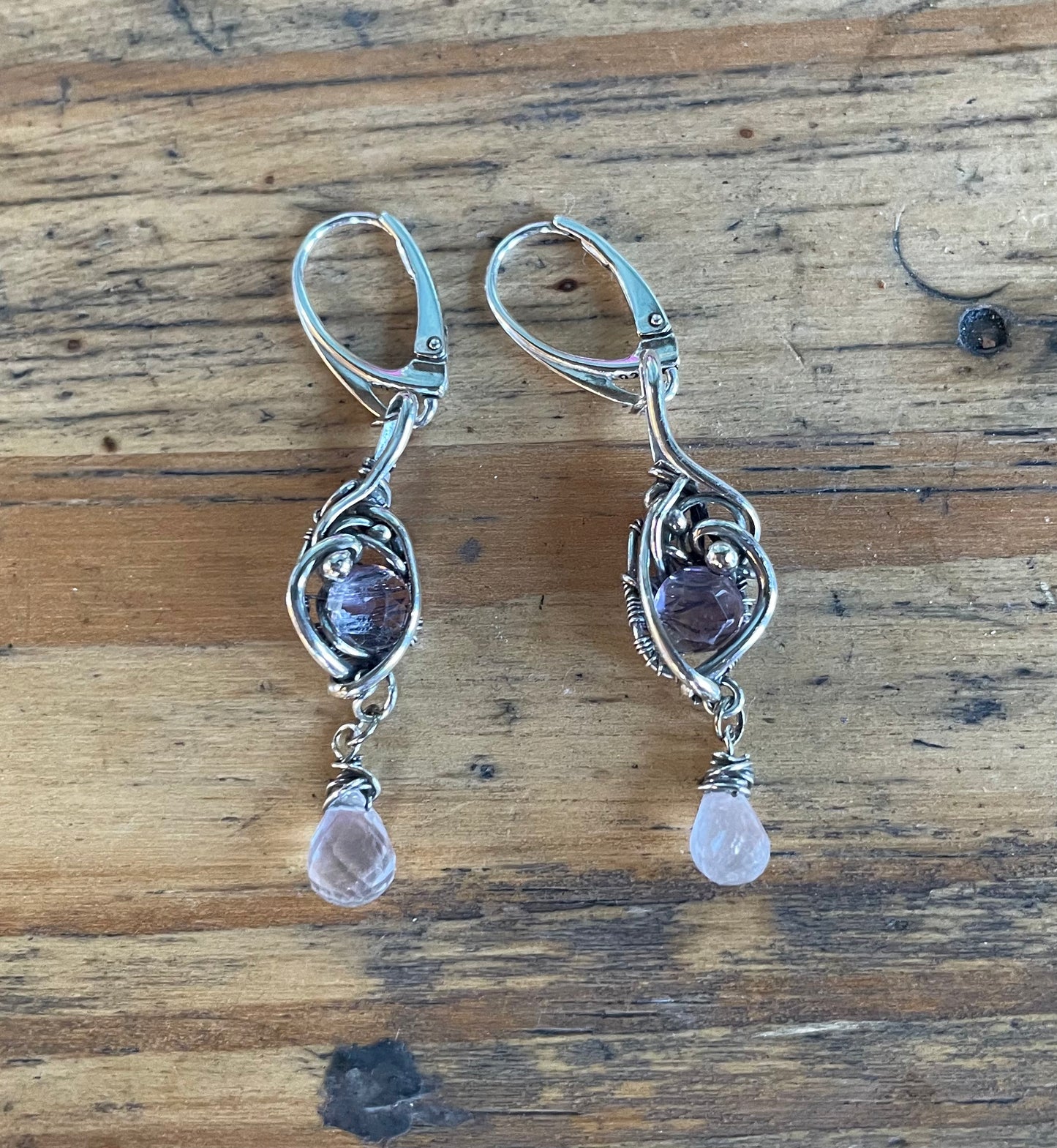 Amethyst wire wrapped earrings