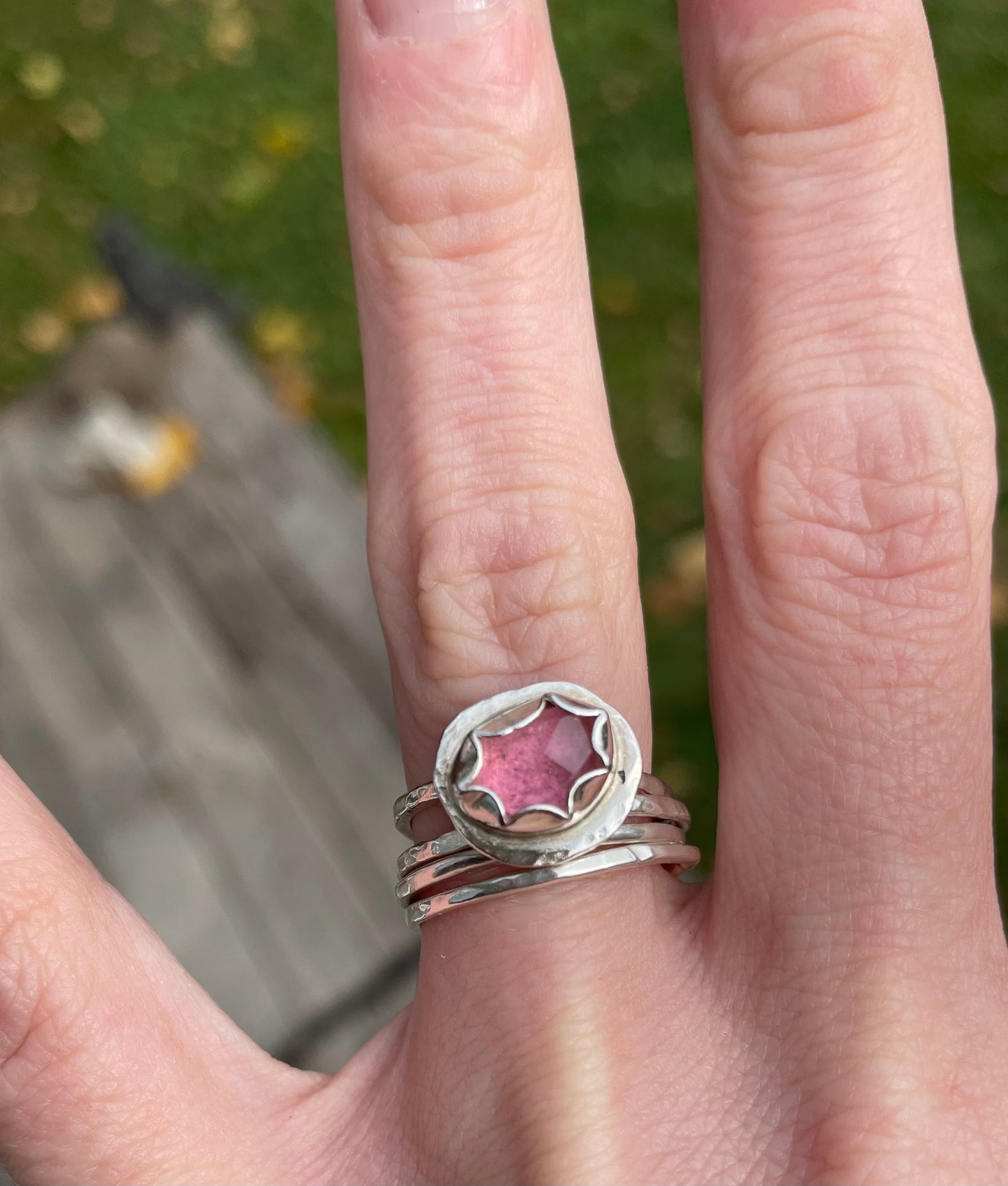 Pink tourmaline handmade ring