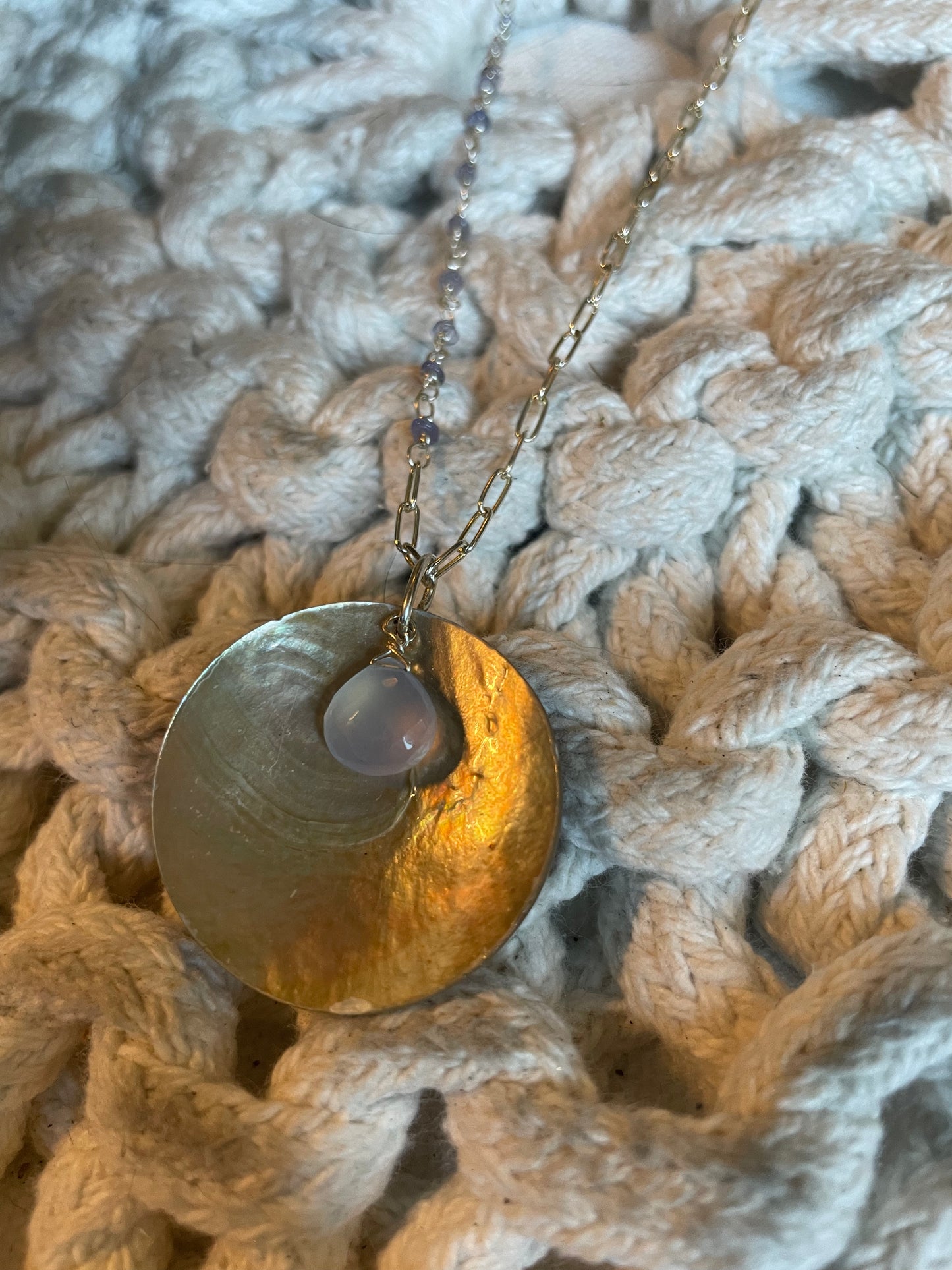 Mother of pearl chalcedony necklace
