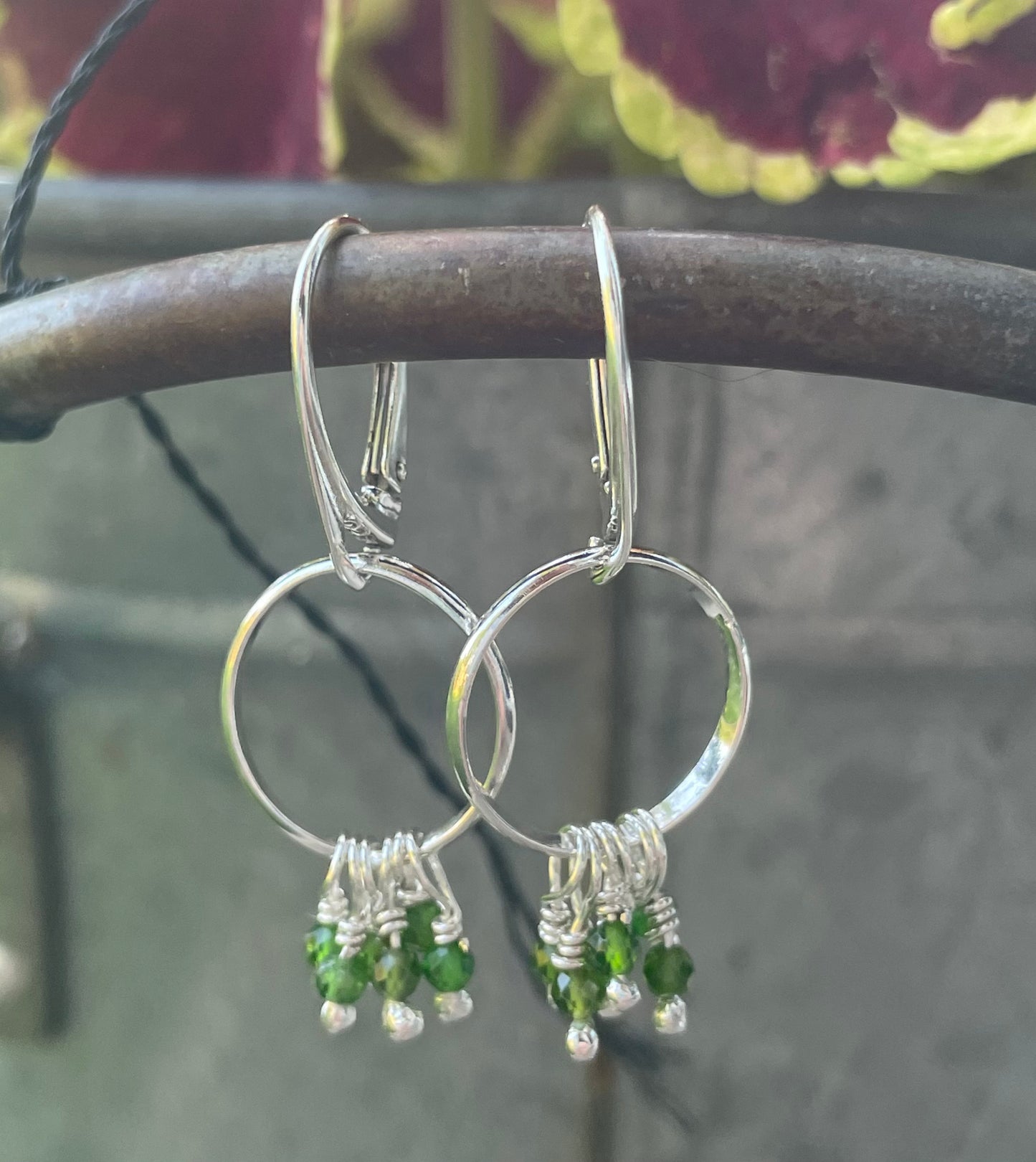 Green diopside hoop earrings