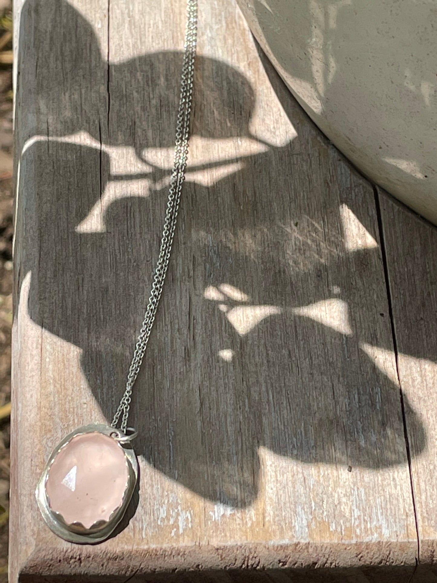 Faceted Rose Quartz Hand Forged Pendant