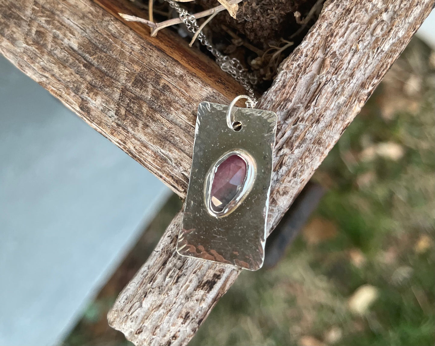 Tourmaline tag necklace
