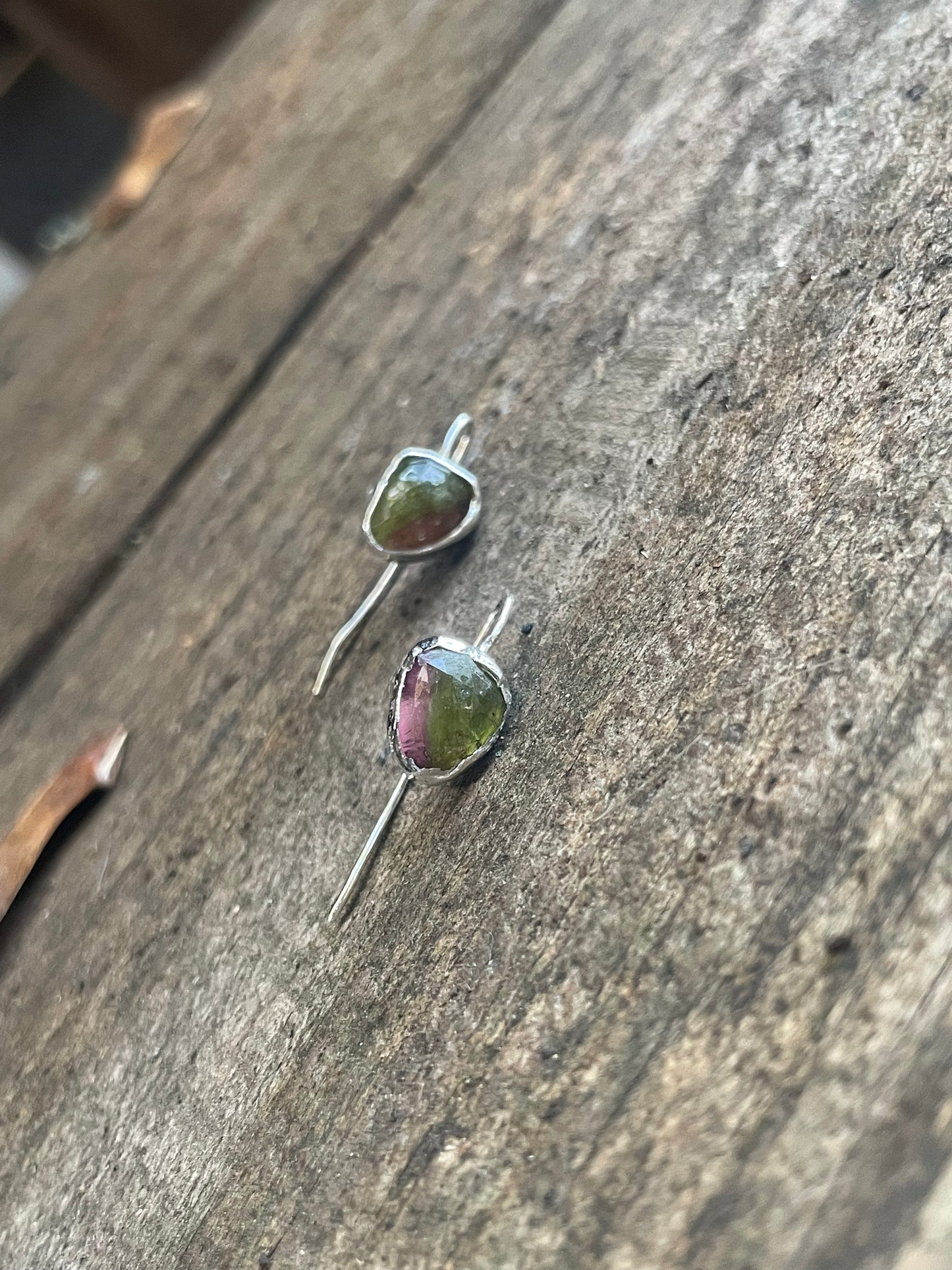 Watermelon Tourmaline threader earrings