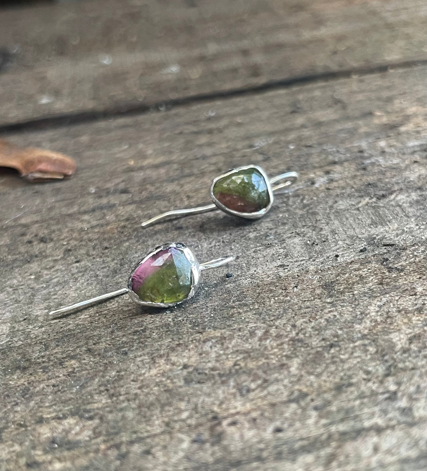 Watermelon Tourmaline threader earrings