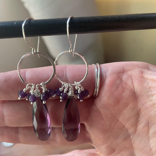 Amethyst long dangle earrings