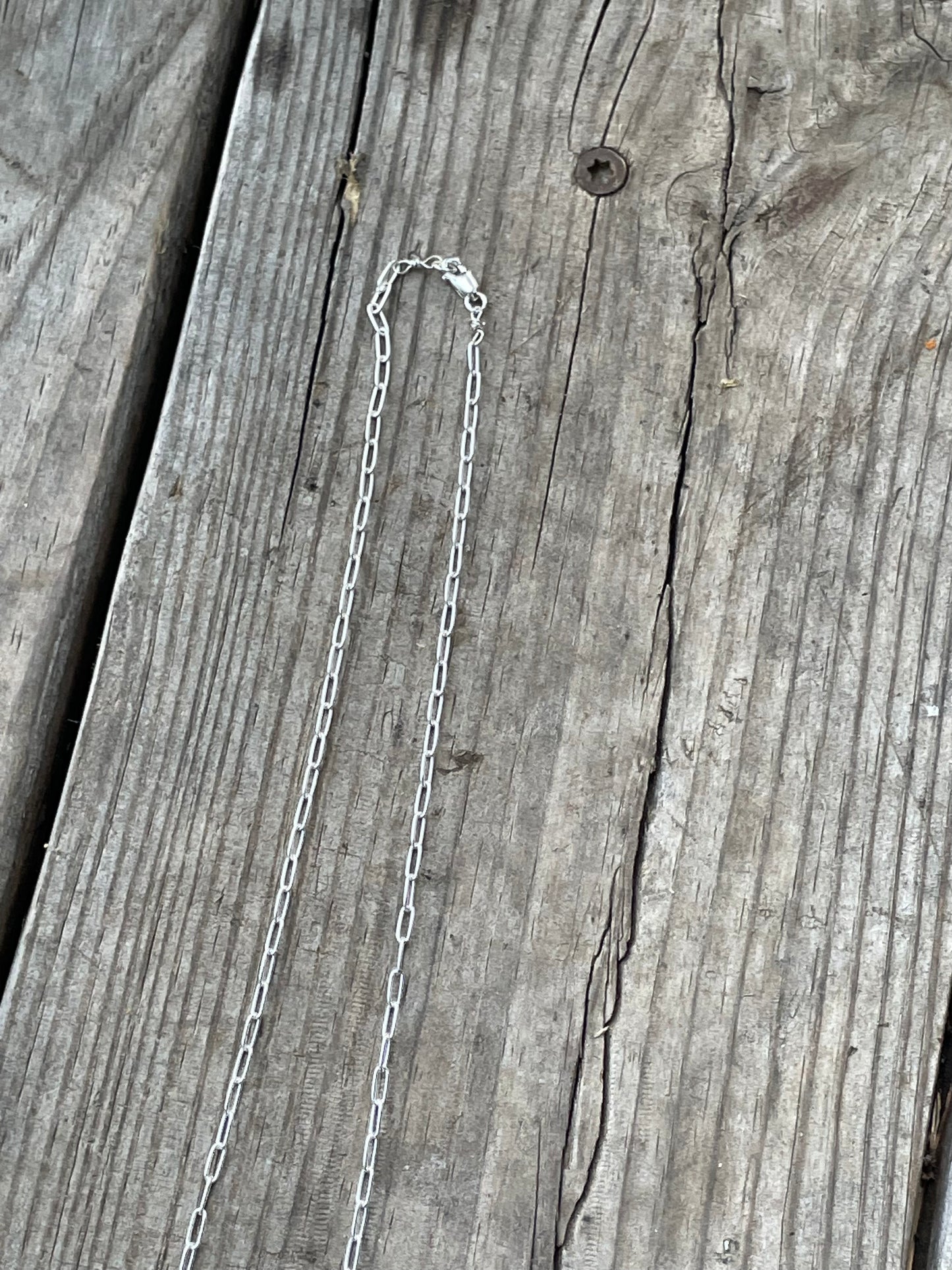 Beaded green paperclip chain necklace