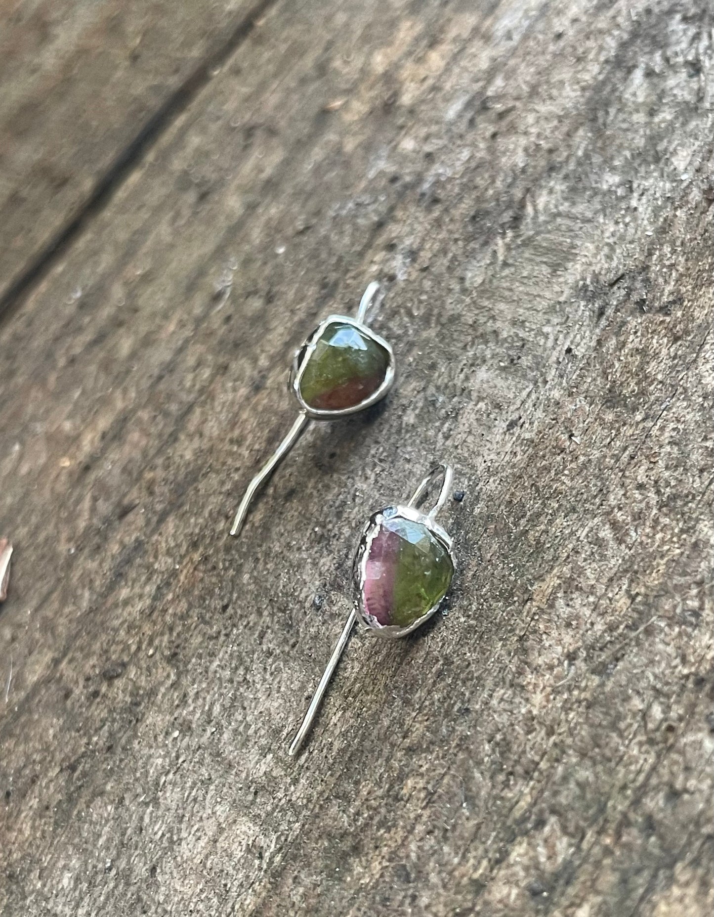 Watermelon Tourmaline threader earrings