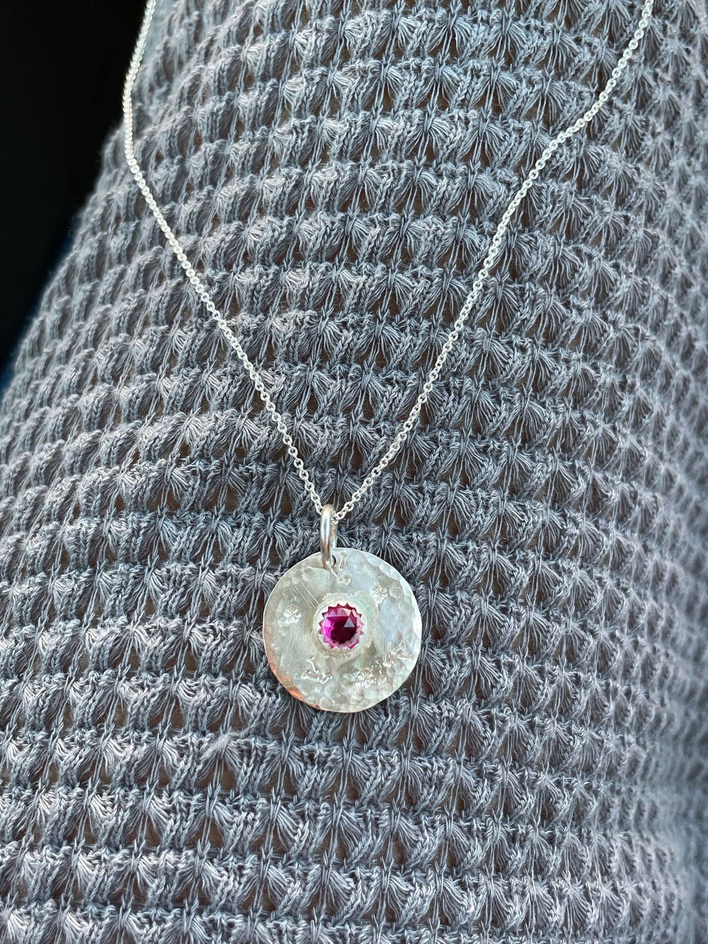 Pink sapphire medallion necklace