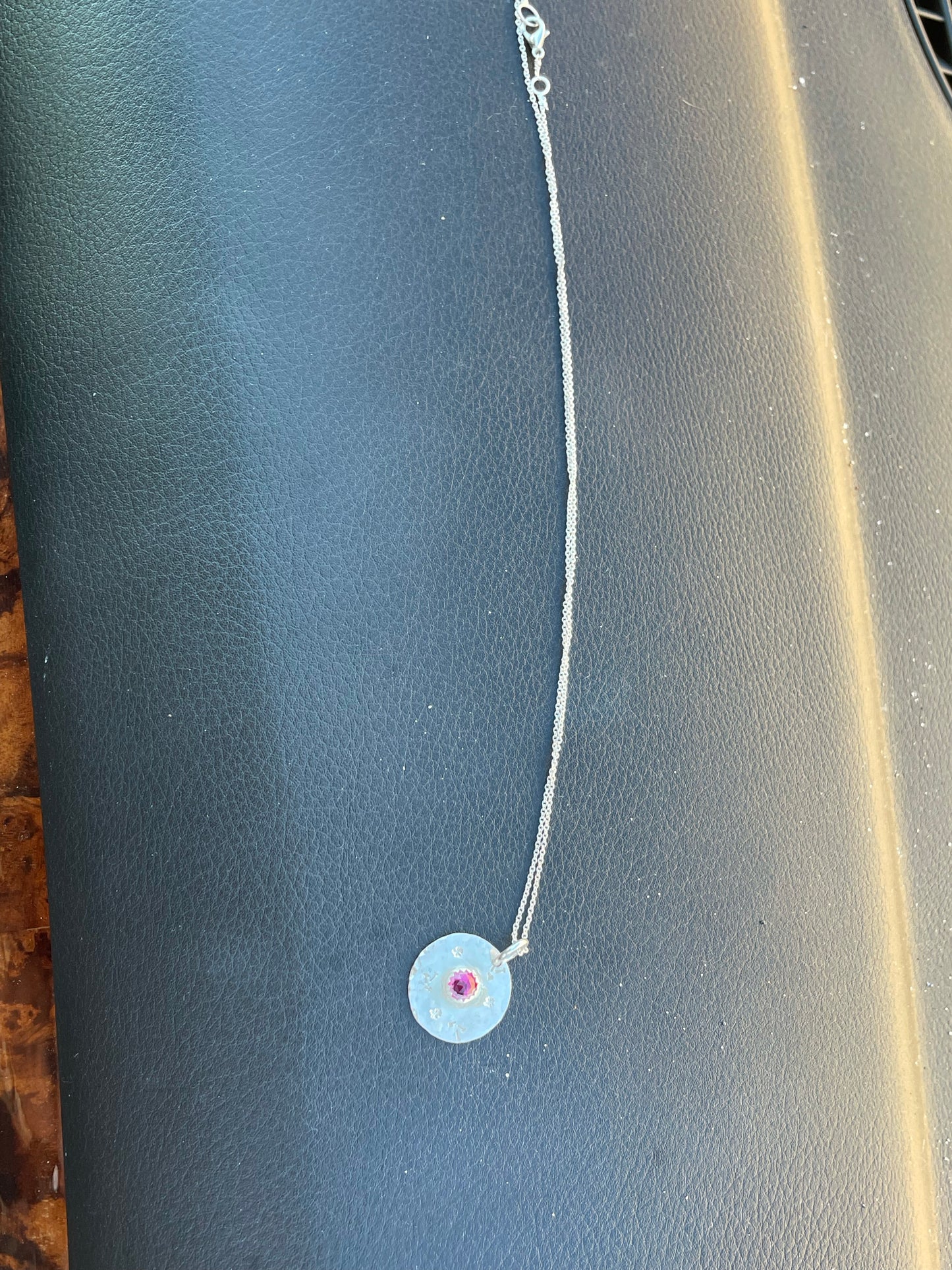 Pink sapphire medallion necklace
