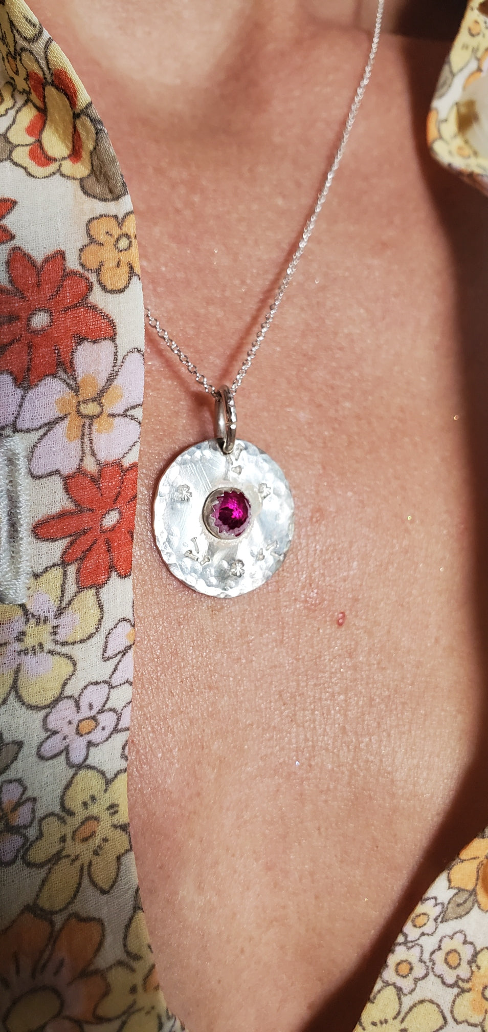Pink sapphire medallion necklace