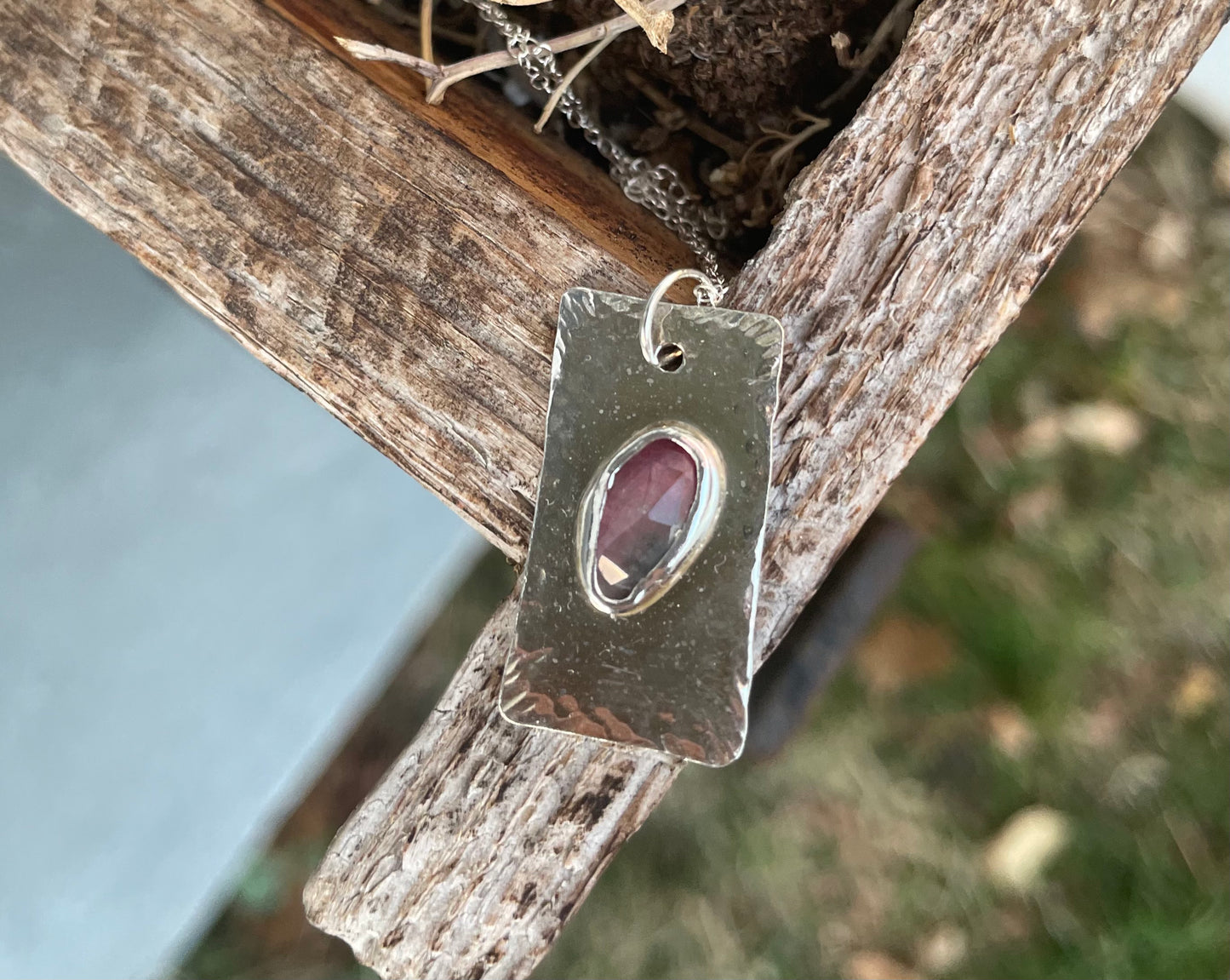 Tourmaline tag necklace