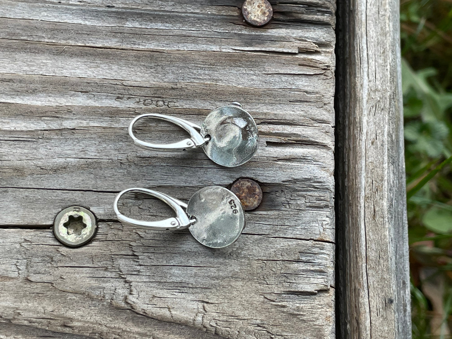 Amethyst hand forged earrings