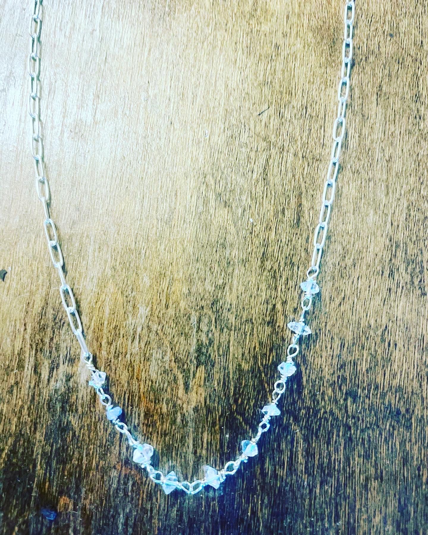 Herkimer diamond paperclip chain
