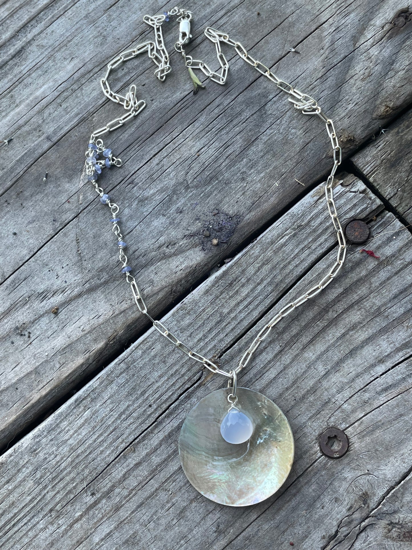Mother of pearl chalcedony necklace