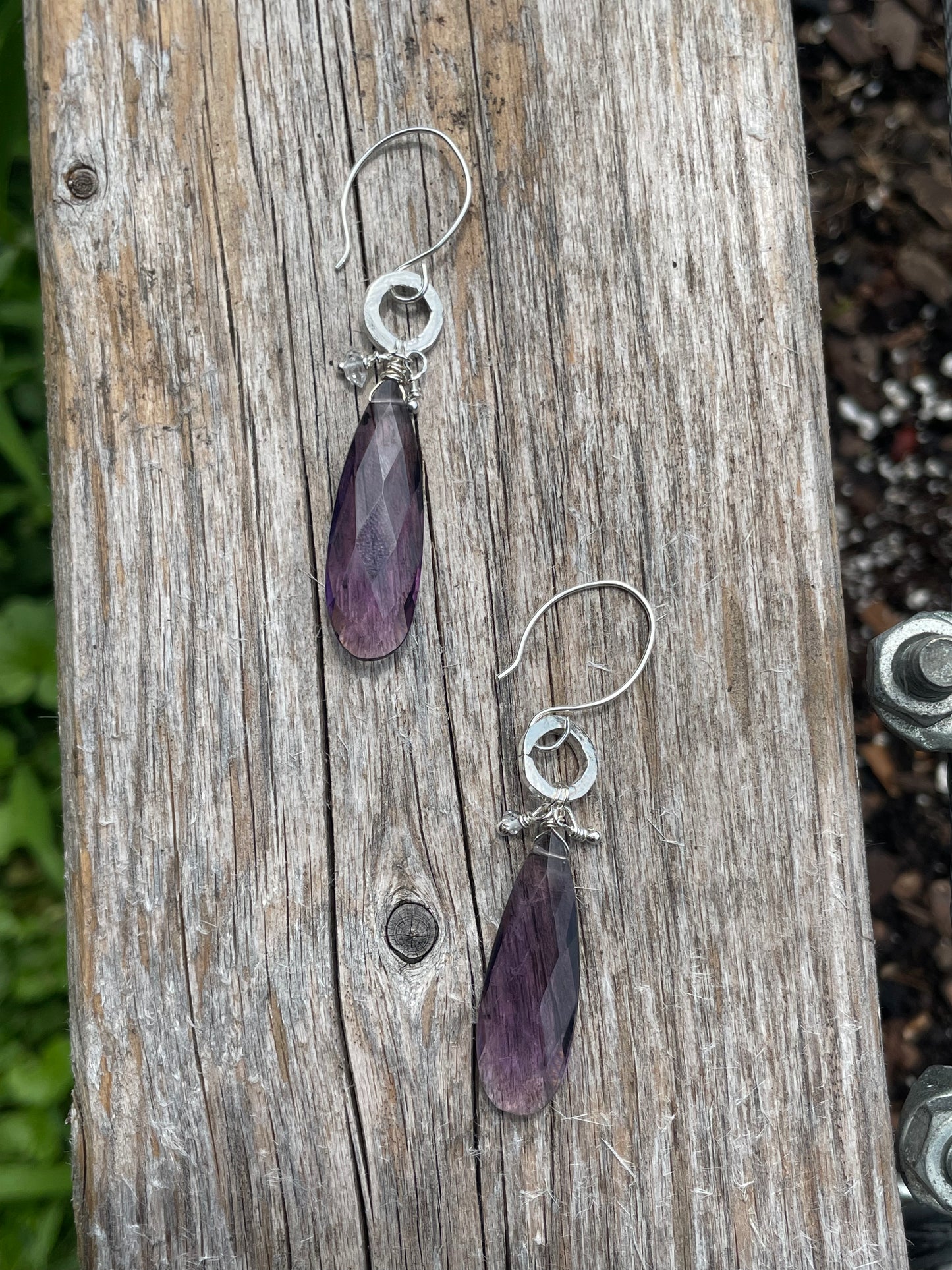 Long amethyst drop earrings