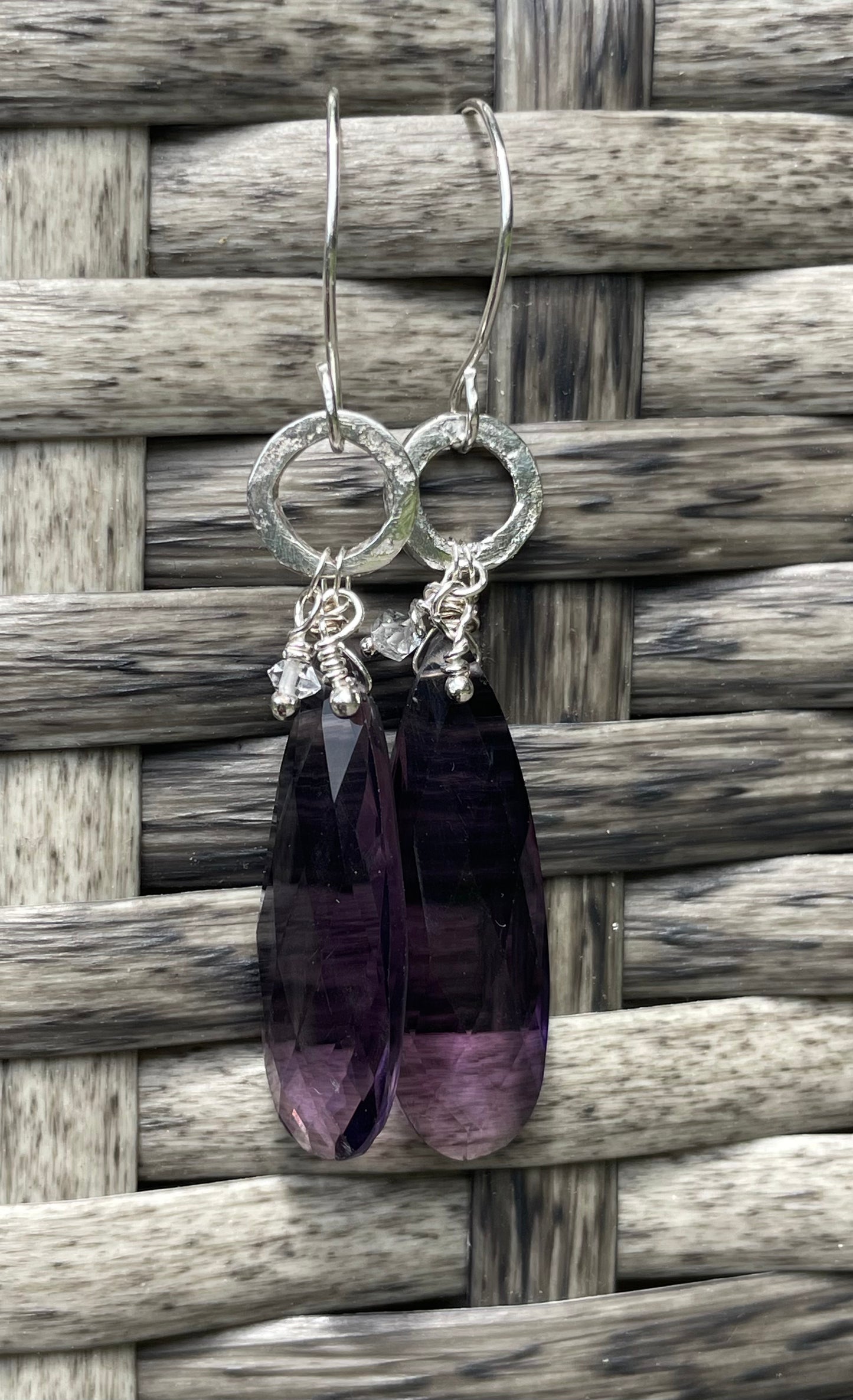 Long amethyst drop earrings