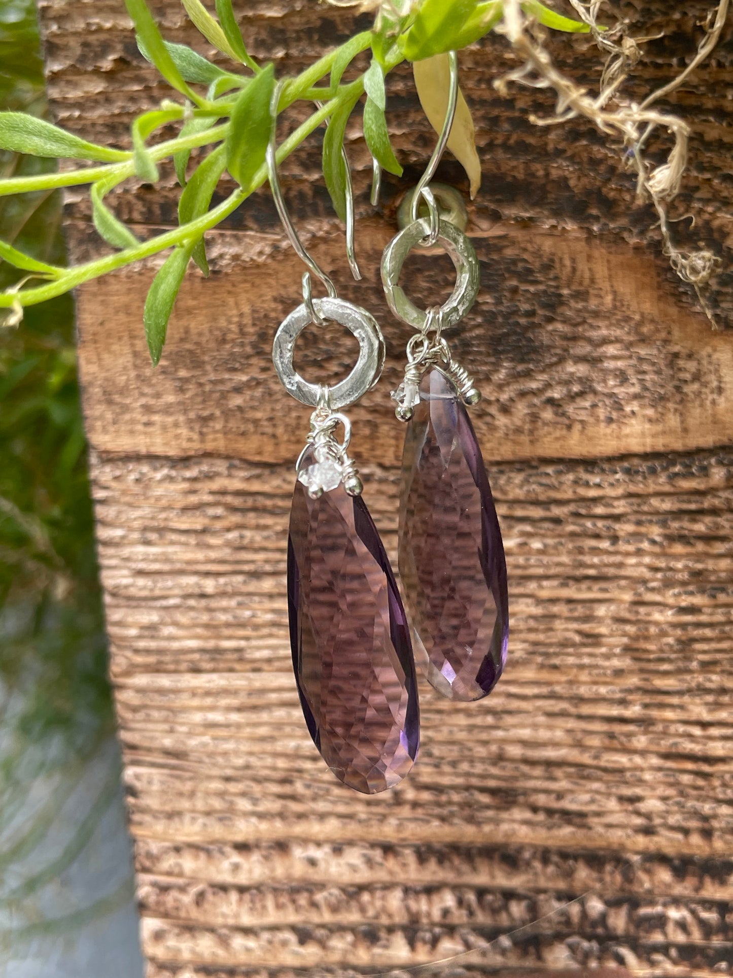 Long amethyst drop earrings
