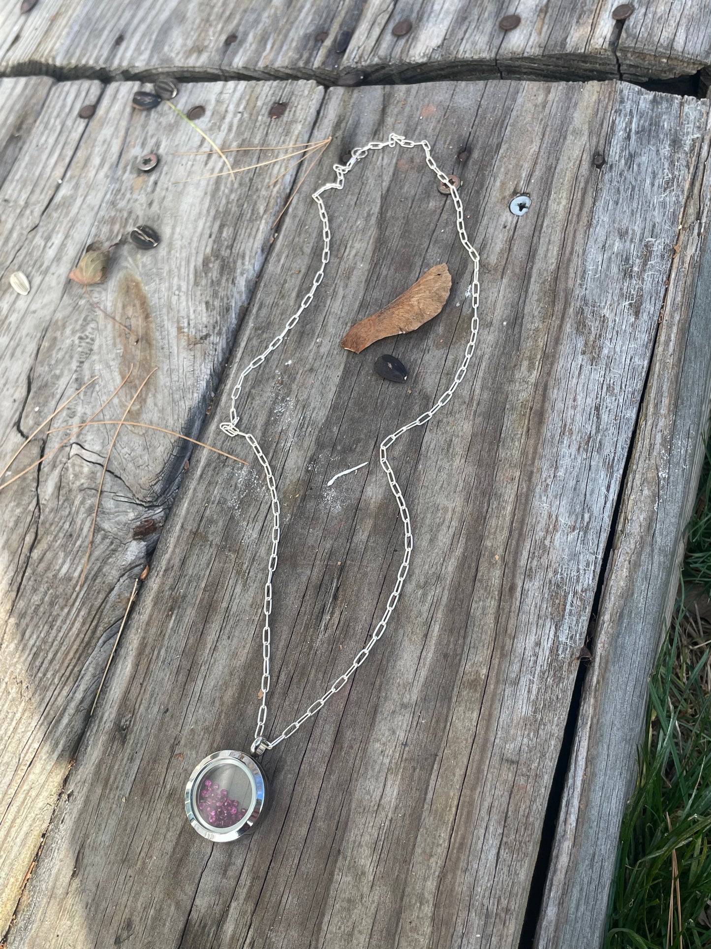 Pink gems floating locket