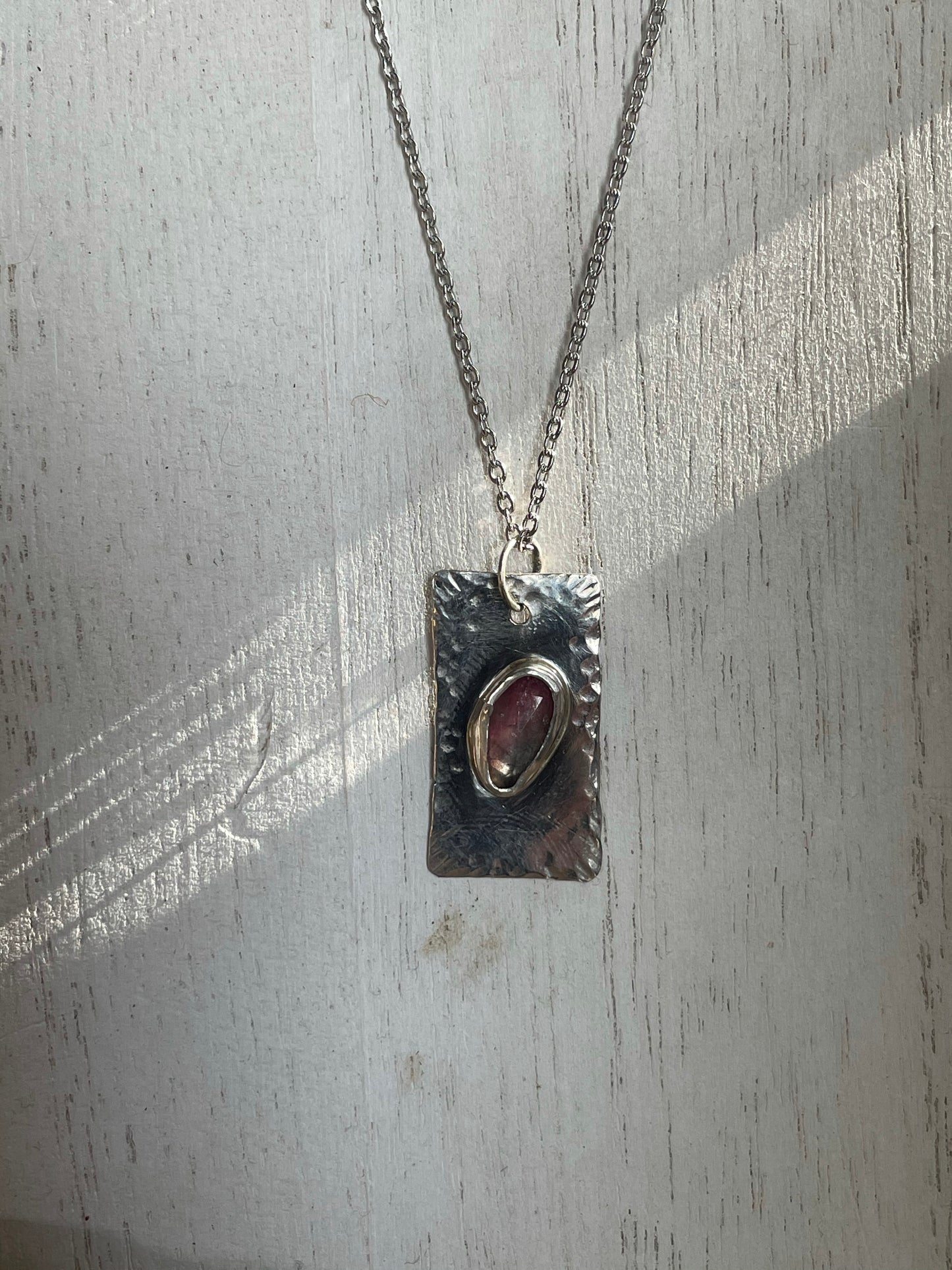 Tourmaline tag necklace