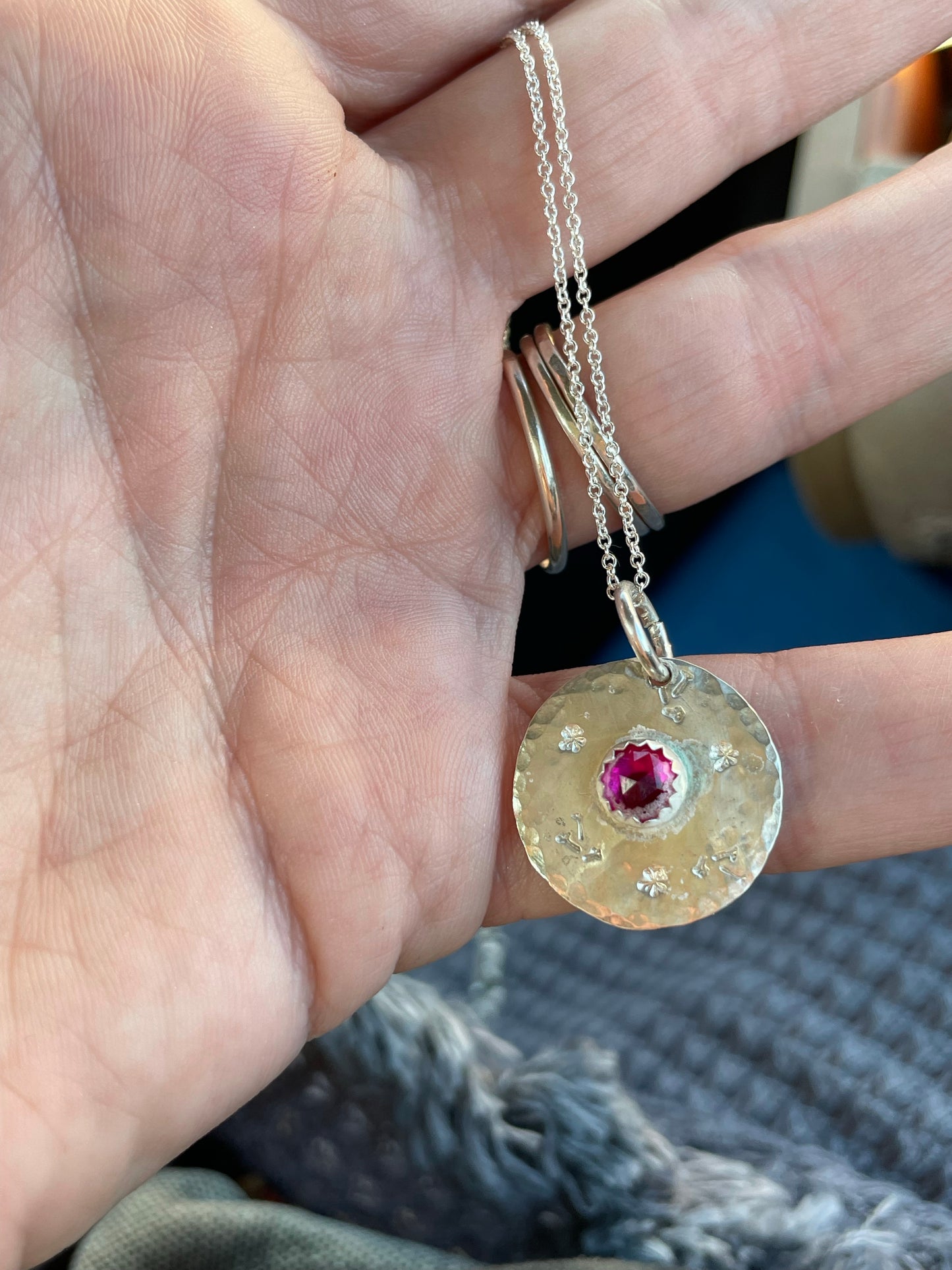 Pink sapphire medallion necklace